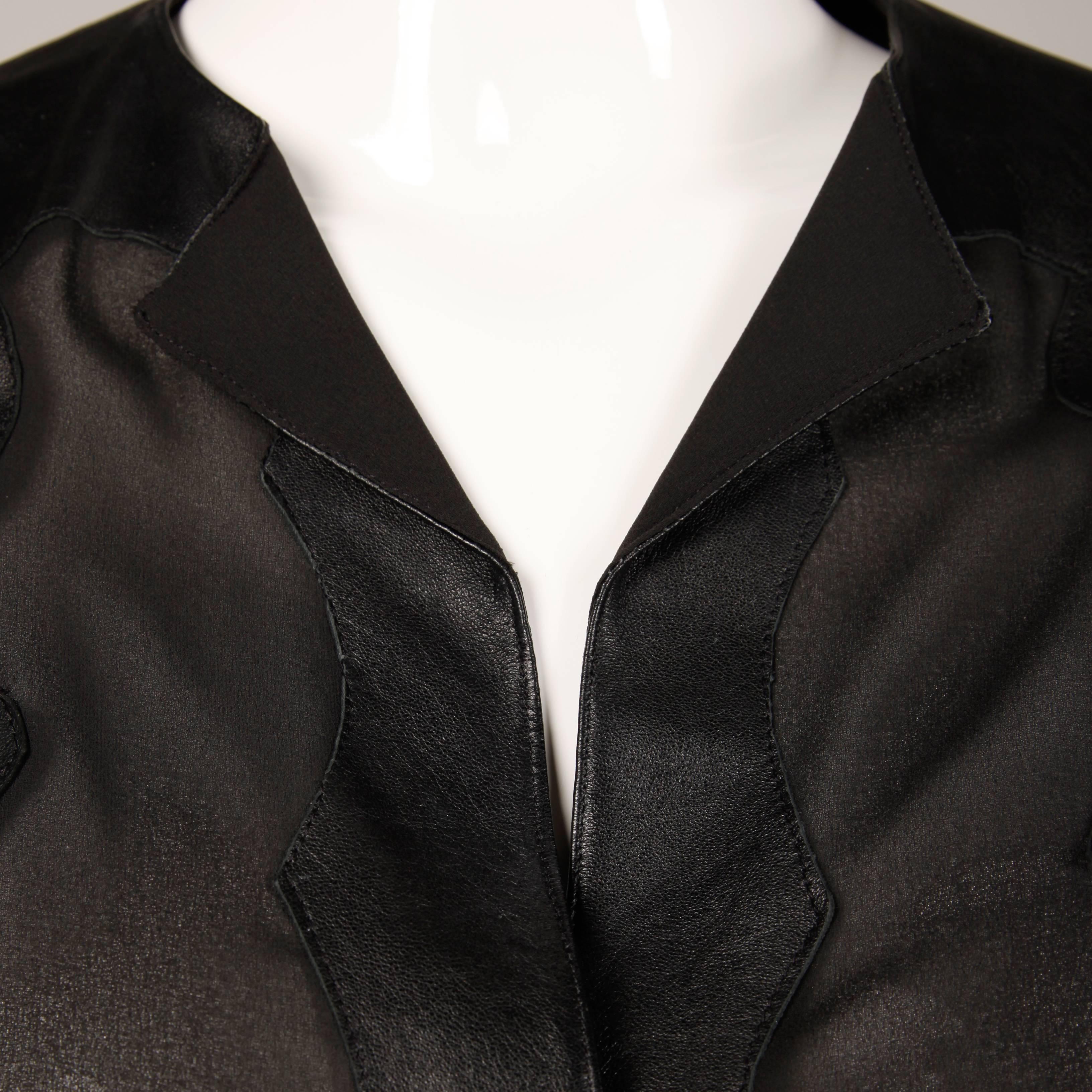 Giorgio Sant'Angelo 1970s Vintage Black Leather Patchwork Blouse, Top or Shirt 3