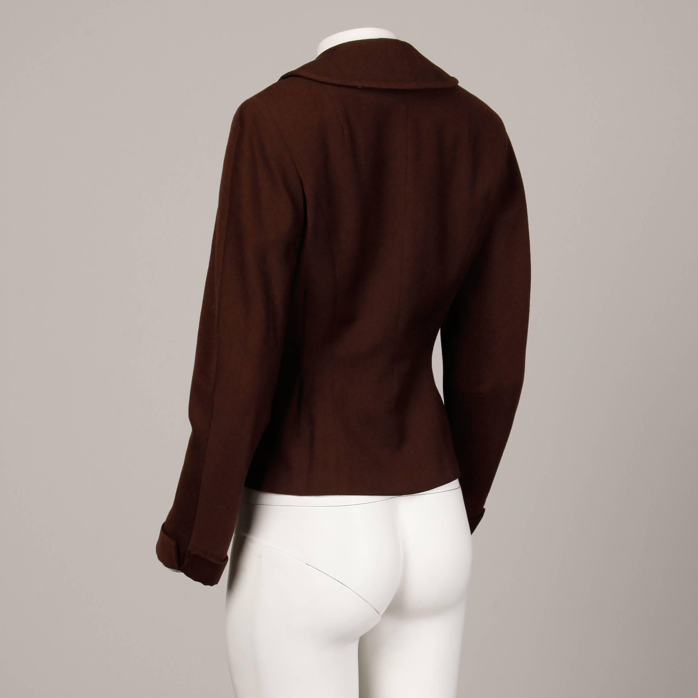 1950s Cari Colette Vintage New Look Brown Wool Tailored Jacket im Angebot 1