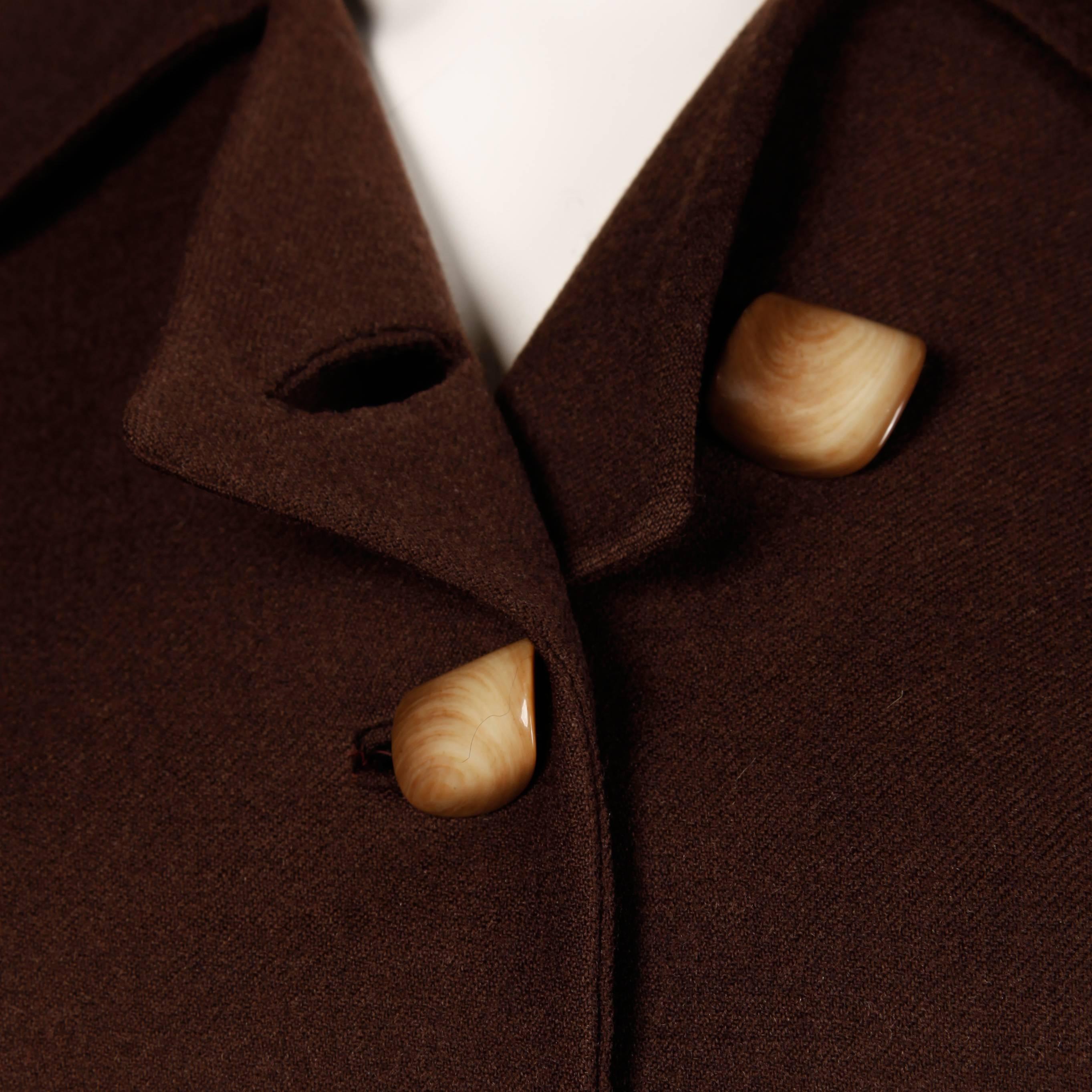 1950s Cari Colette Vintage New Look Brown Wool Tailored Jacket Damen im Angebot