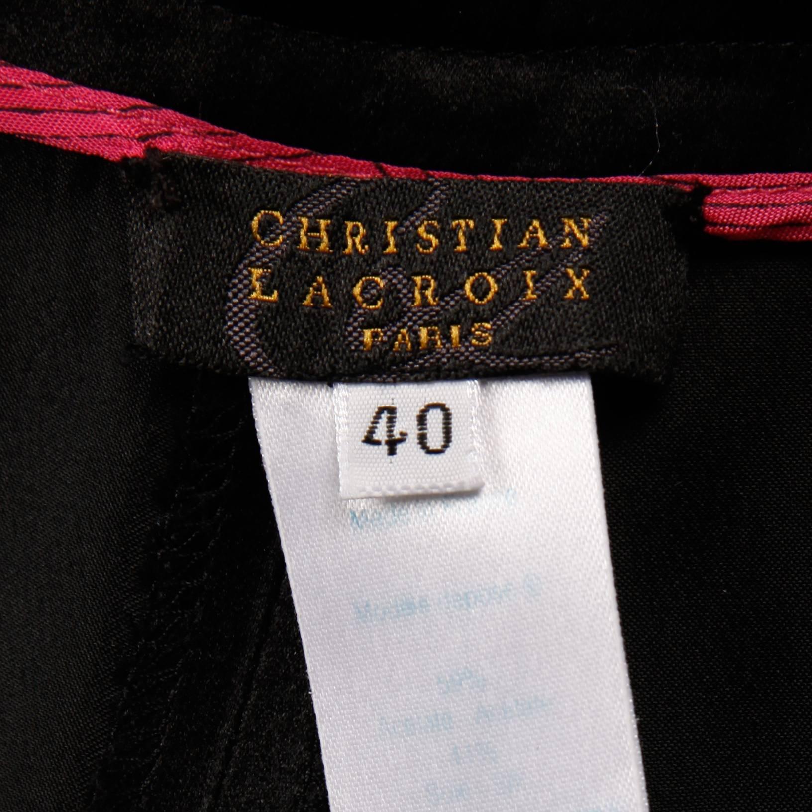 Completely unique Christian Lacroix silk blend satin pants with a curved "bubble" hem. Unlined with front zip, button and hook closure. Hidden side pockets. 59% acetate, 41% silk. The marked size is 40, and the pants fit like a modern size