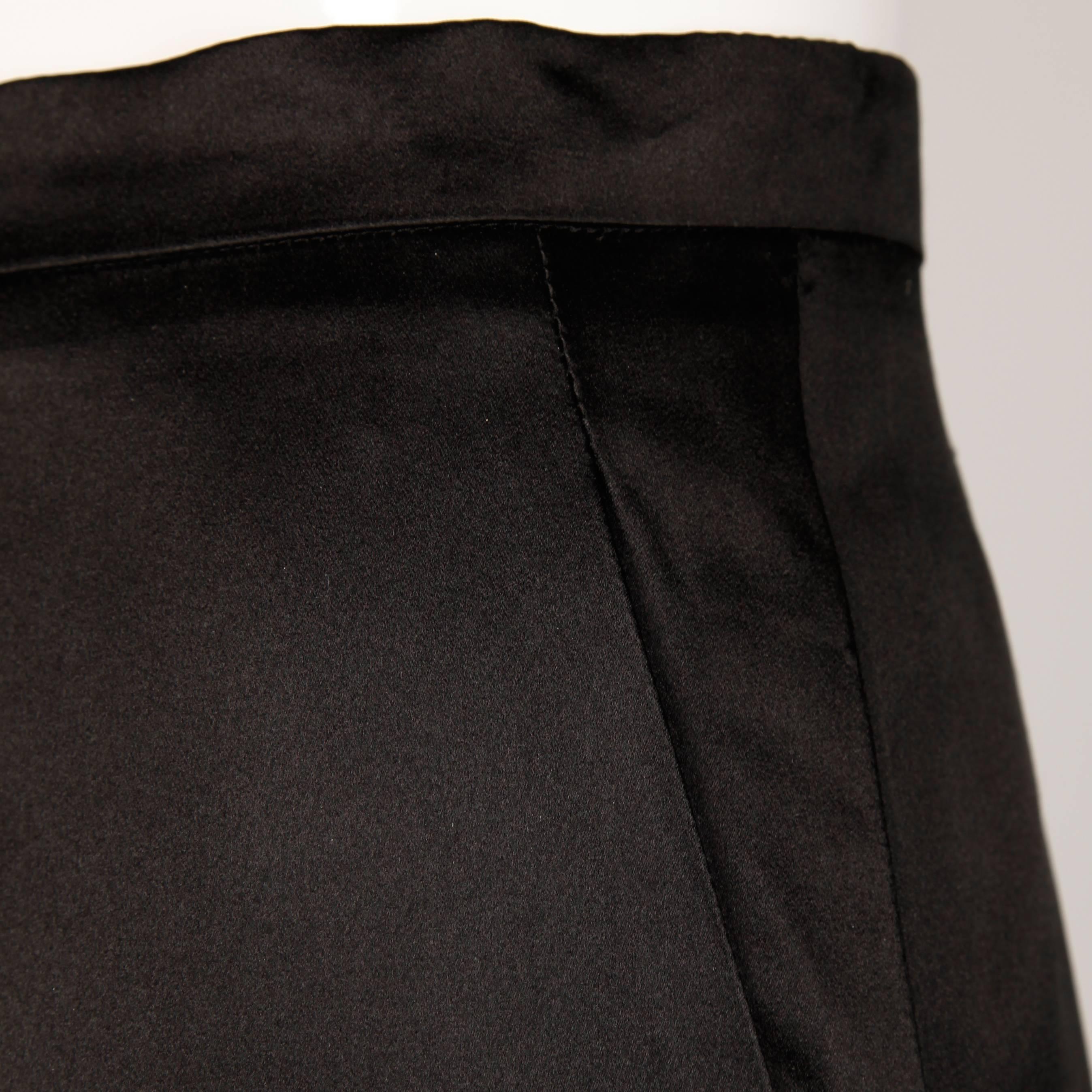 Christian Lacroix Vintage Black Satin Wide Leg Silk Blend Palazzo Pants 4