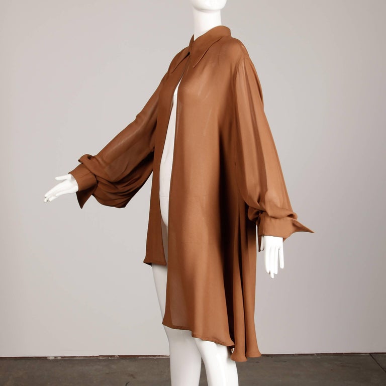 1990s Claude Montana Vintage Avant Garde Brown Tunic Blouse or Duster