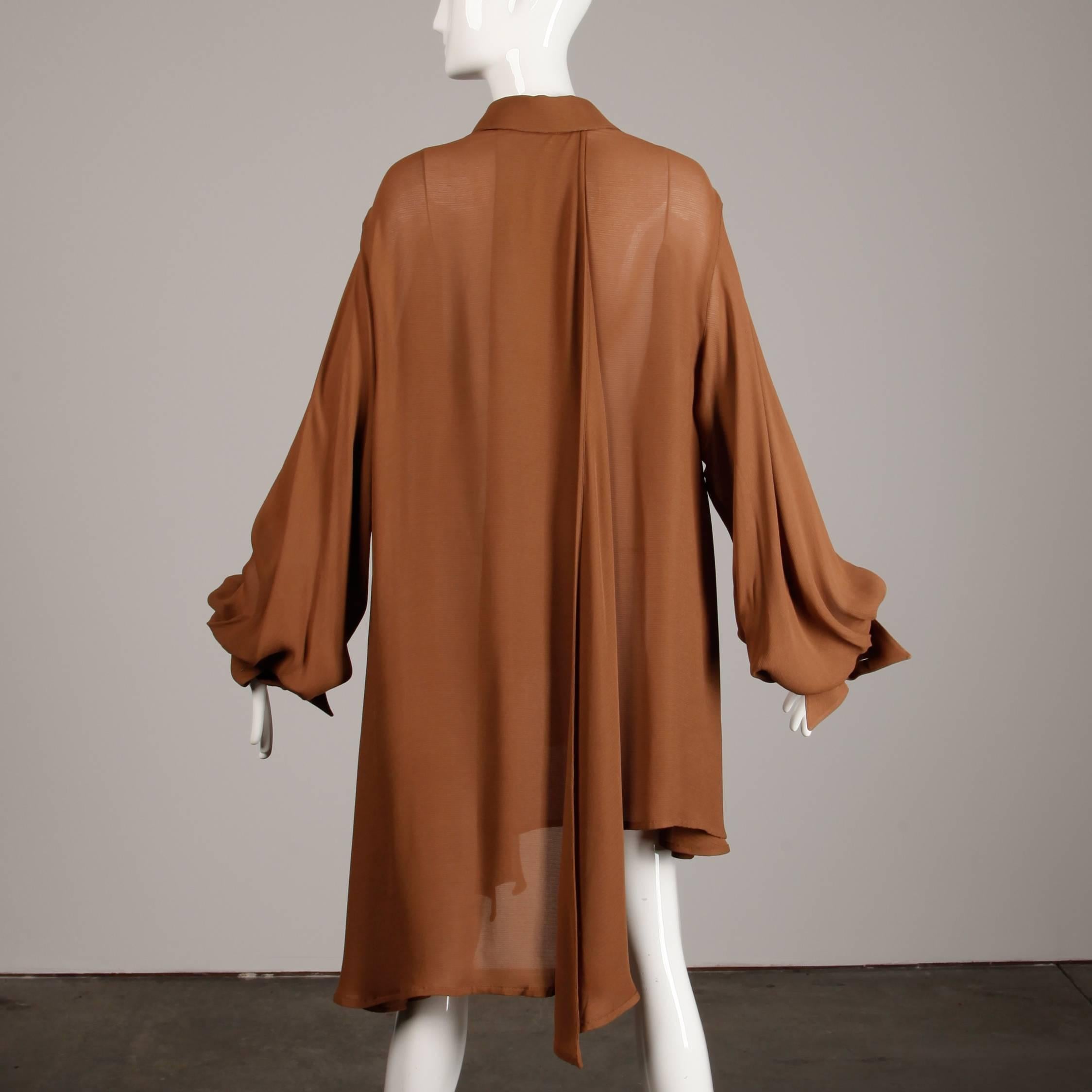 Claude Montana Vintage Avant Garde Brown Tunic Blouse or Duster Jacket, 1990s  2