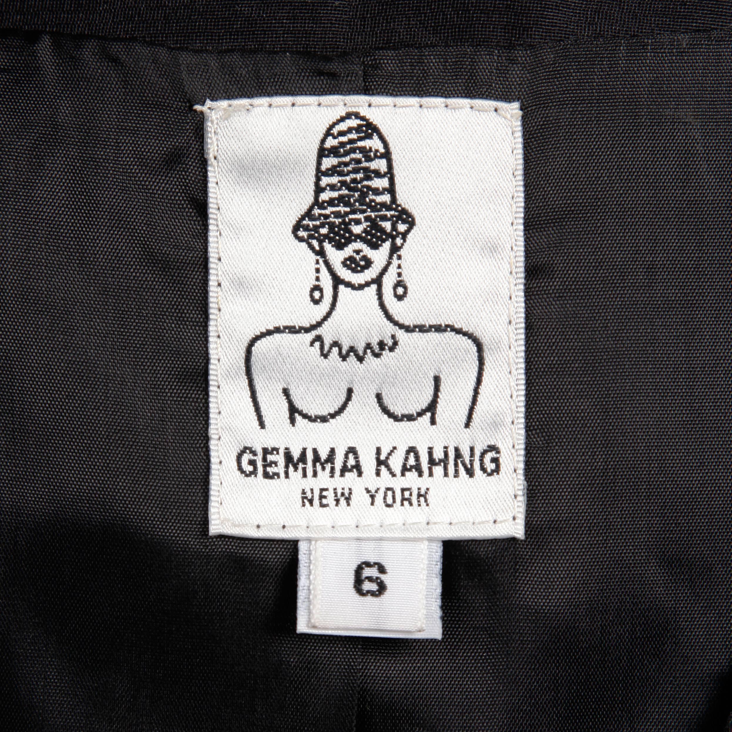 1990er Gemma Kahng Vintage Schwarz Seide Cropped Bolero Jacke mit Schleifendetail im Angebot 3
