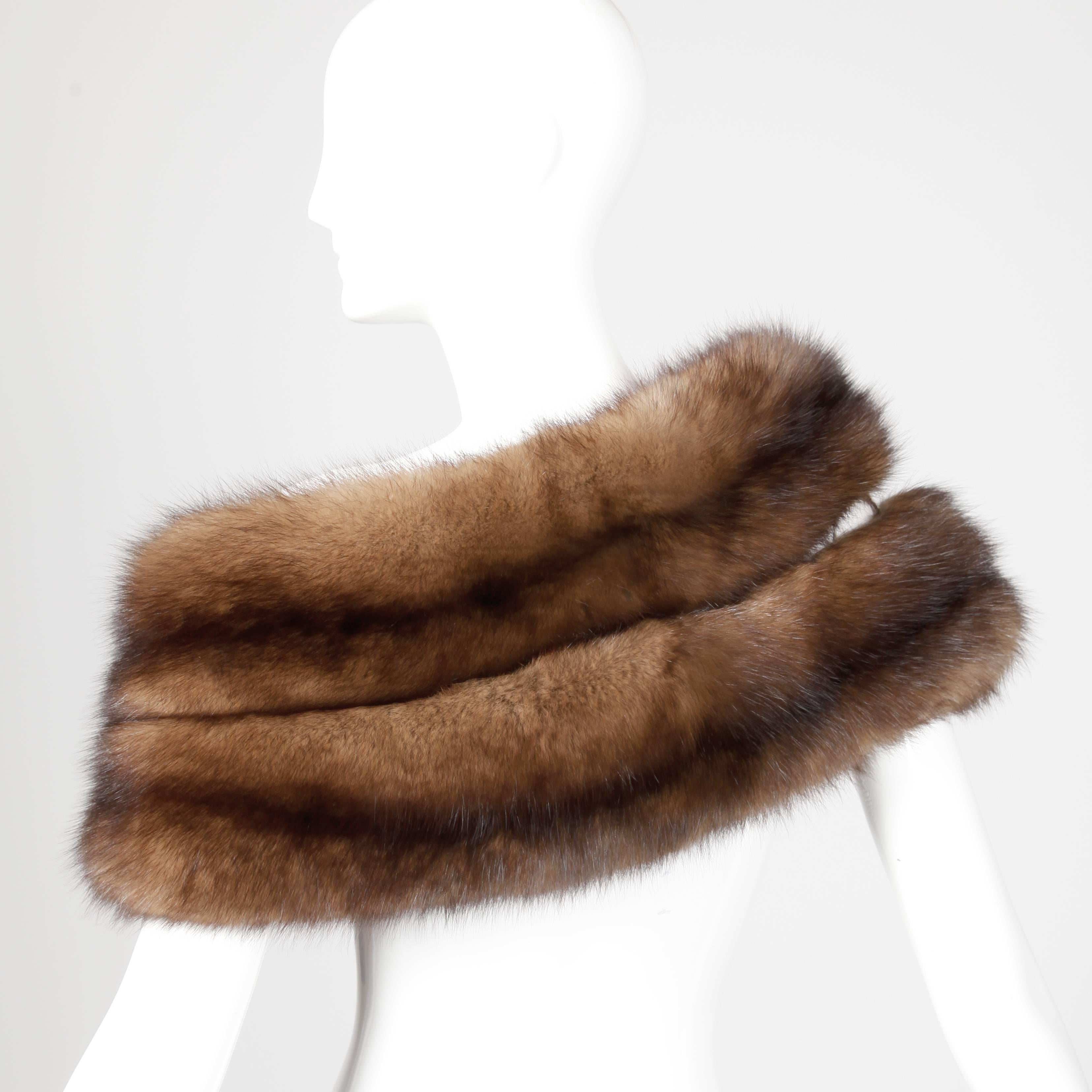Brown Pristine Vintage Barguzin Russian Sable Fur Wrap, Stole or Fling