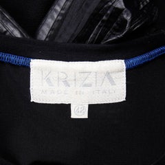 1990s Krizia Vintage Blue + Black Avant Garde Mesh Goth Parachute Dress