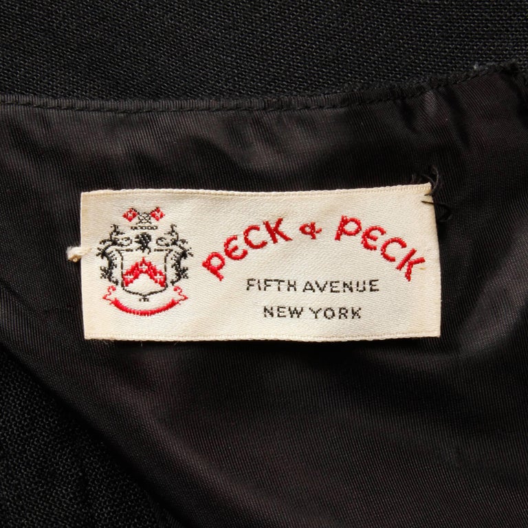 1950s Peck and Peck Vintage Black Wiggle Sheath Dress with Shelf Bust ...