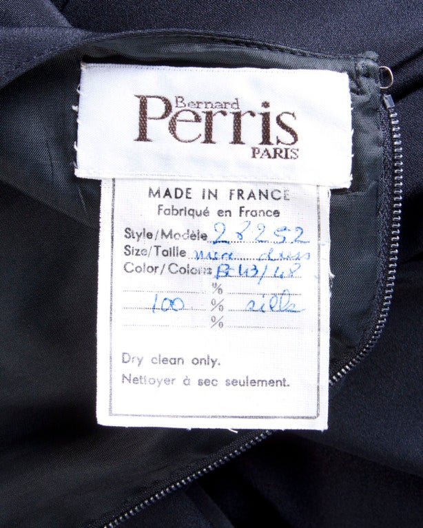 Bernard Perris Paris Vintage Impresionante Vestido Peplum de Seda en Blanco y Negro en venta 1