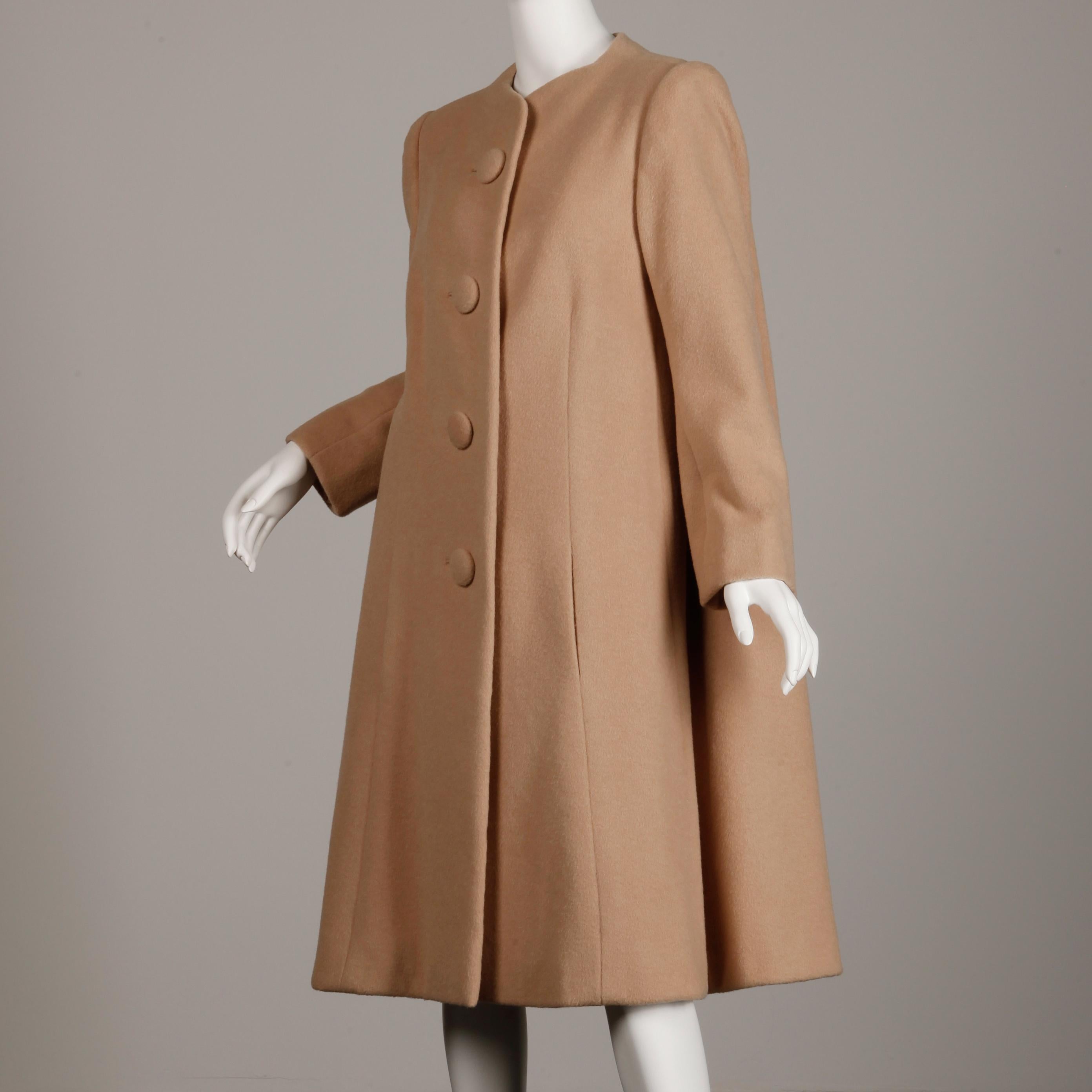 Women's Arnold Scaasi Couture Vintage Camel Wool Coat, 1960s  For Sale