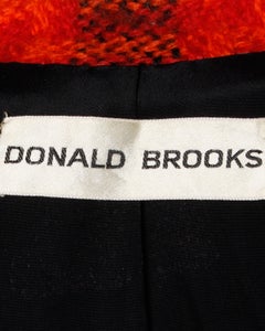 Chaqueta de lana a cuadros vintage Donald Brooks de los años 60 con botones de piel de bobo