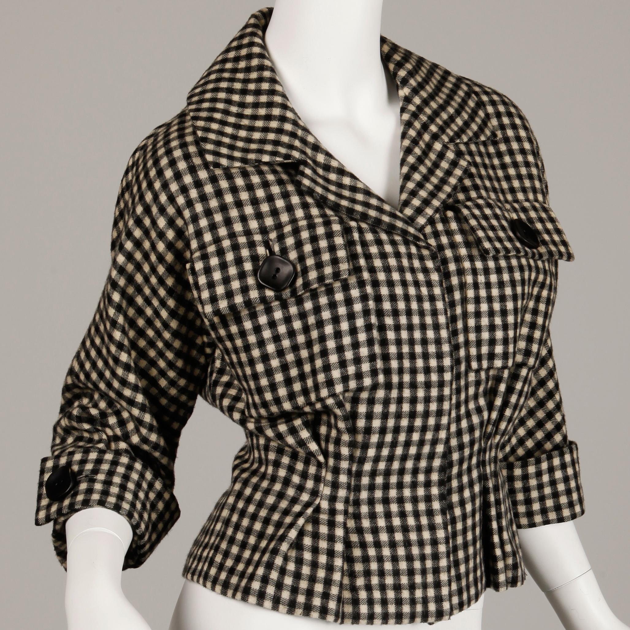 Black 1950s Bud Kilpatrick Vintage Wool Plaid Jacket