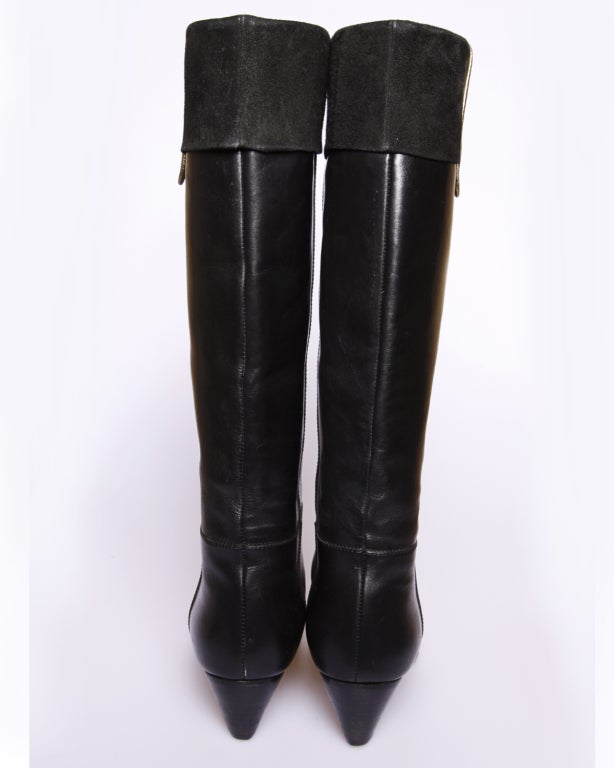 Christian Dior - Bottes d'équitation vintage en cuir noir, taille 5 Excellent état - En vente à Sparks, NV