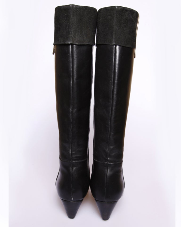 Vintage Christian Dior Black Leather Riding Boots Size 5 For Sale at 1stDibs dior vintage