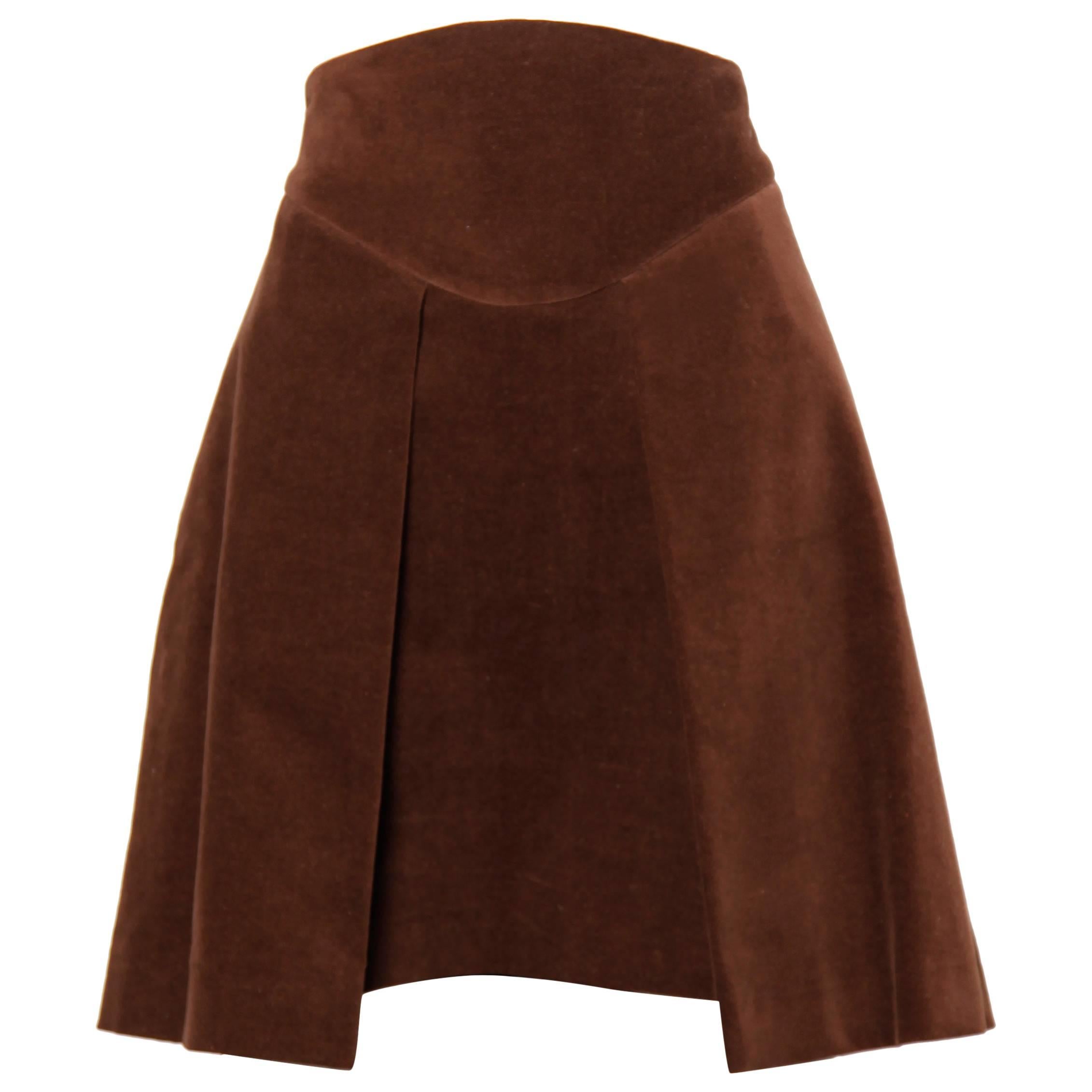 Unworn Vivienne Westwood Anglomania Brown Velvet Skirt with Original Tags 