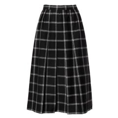 Koos Van Der Akker Vintage Black + White Plaid Wool Skirt