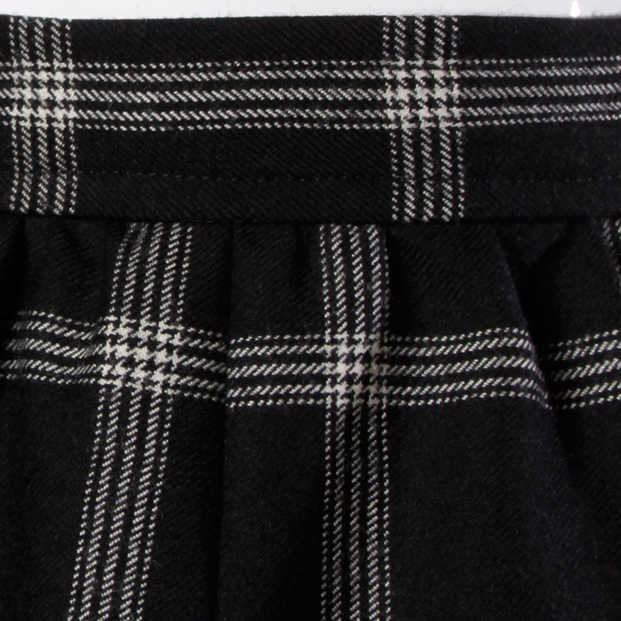 Women's Koos Van Der Akker Vintage Black + White Plaid Wool Skirt For Sale
