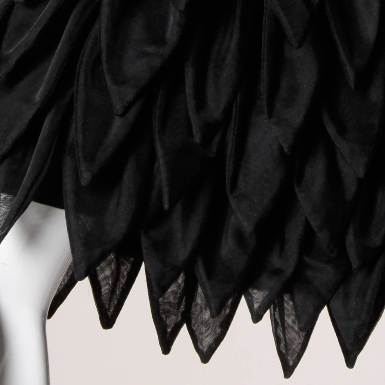 Black 1960s Vinchi Vintage Italian Sculptural Silk + Wool Petal Swing Coat
