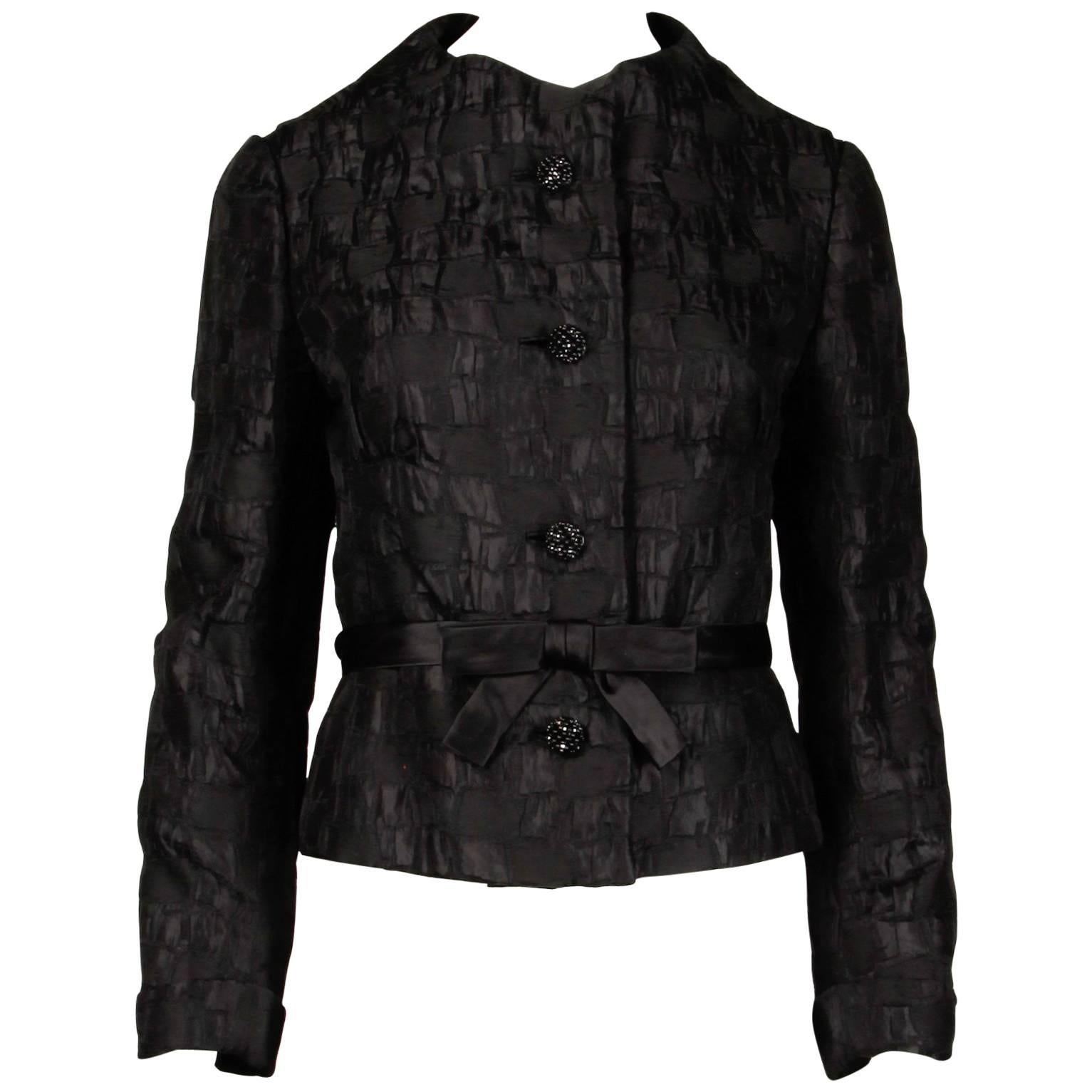 1960er Jahre Vintage Michael Novarese Schwarz + Rosa Seidenjacke mit Strass Knöpfen im Angebot