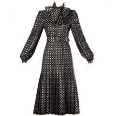 1970s Jill Richards Vintage Metallic Checkered Brocade 4-Piece Dress Ensemble