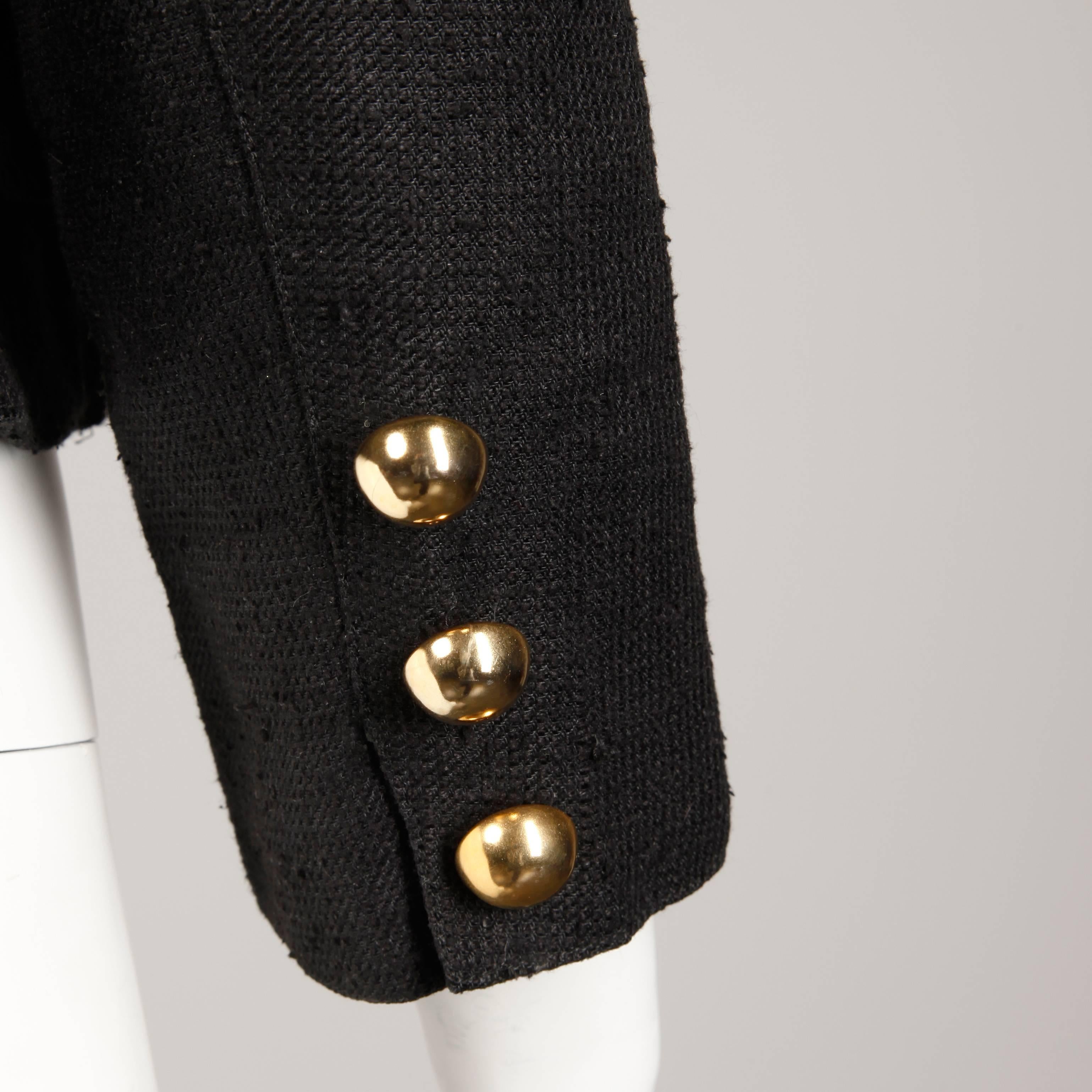 1990s Christian Lacroix Pret-a-Porter Vintage Black Silk Linen Blazer Jacket In Excellent Condition For Sale In Sparks, NV