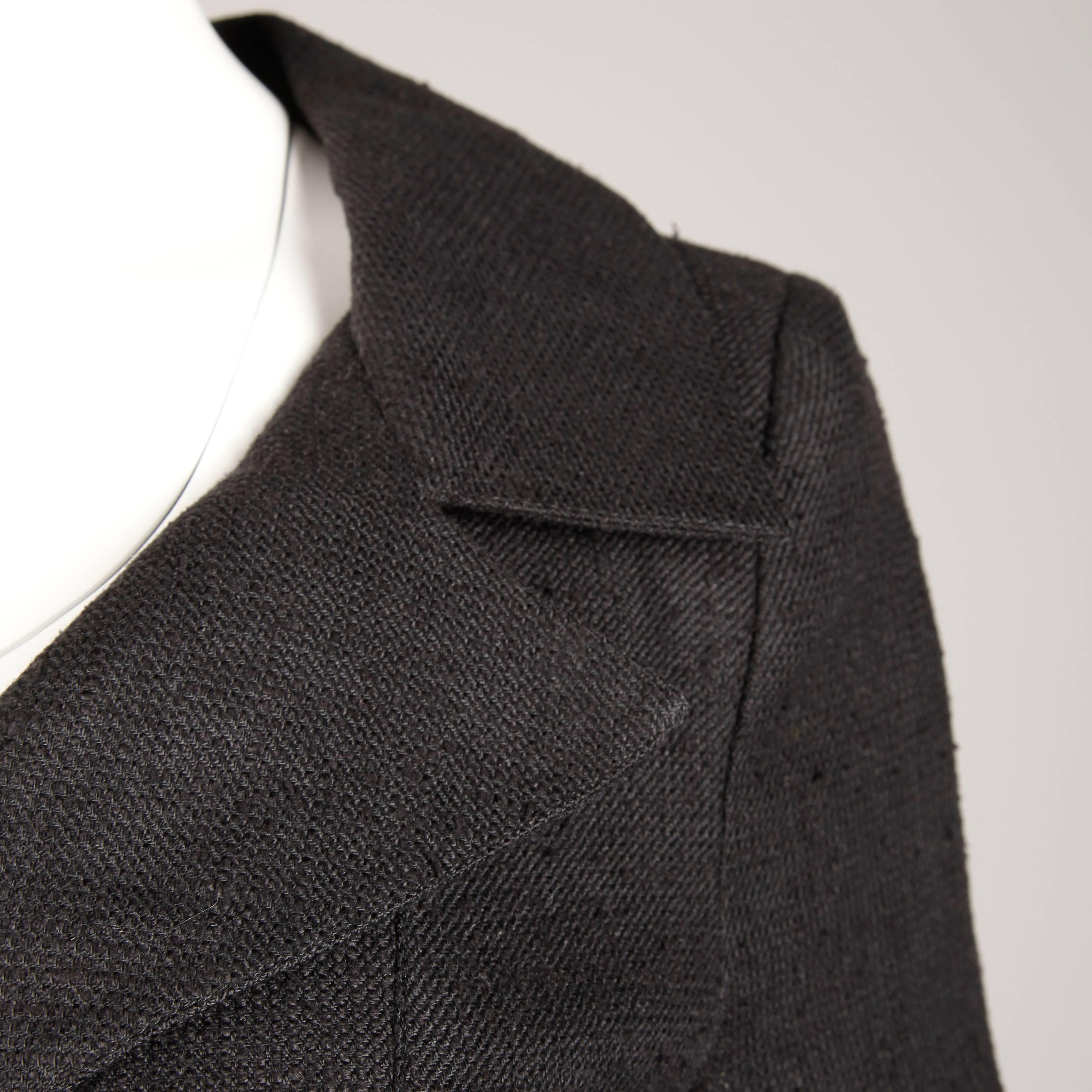 1990s Christian Lacroix Pret-a-Porter Vintage Black Silk Linen Blazer Jacket For Sale 1