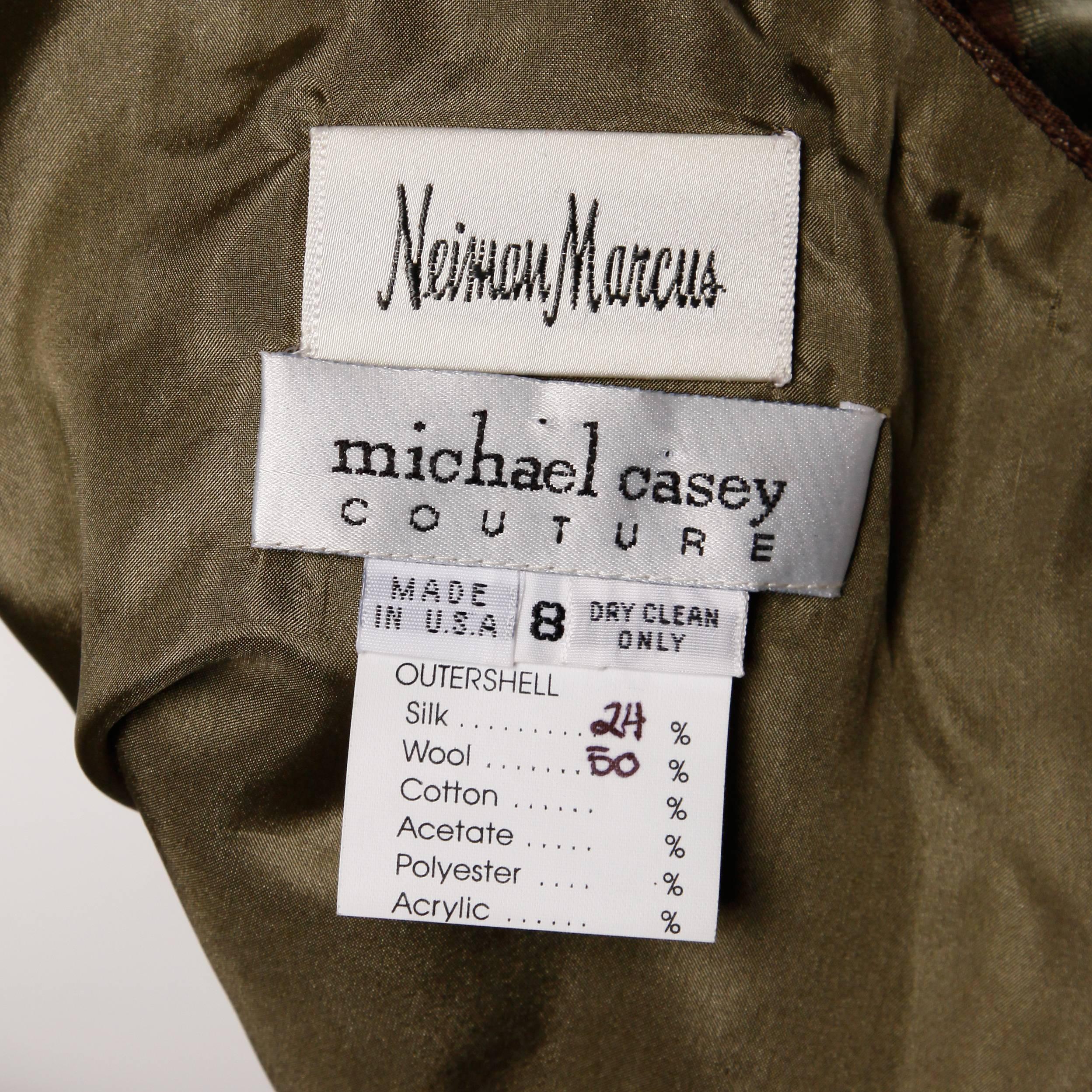 Michael Casey Couture Robe de soirée/robe de soirée vintage en soie rayée documentée 1999 Pour femmes en vente