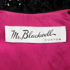 1960 Mr. Blackwell Vintage Nero + Rosa Giacca / Gilet di lana con perline e paillettes