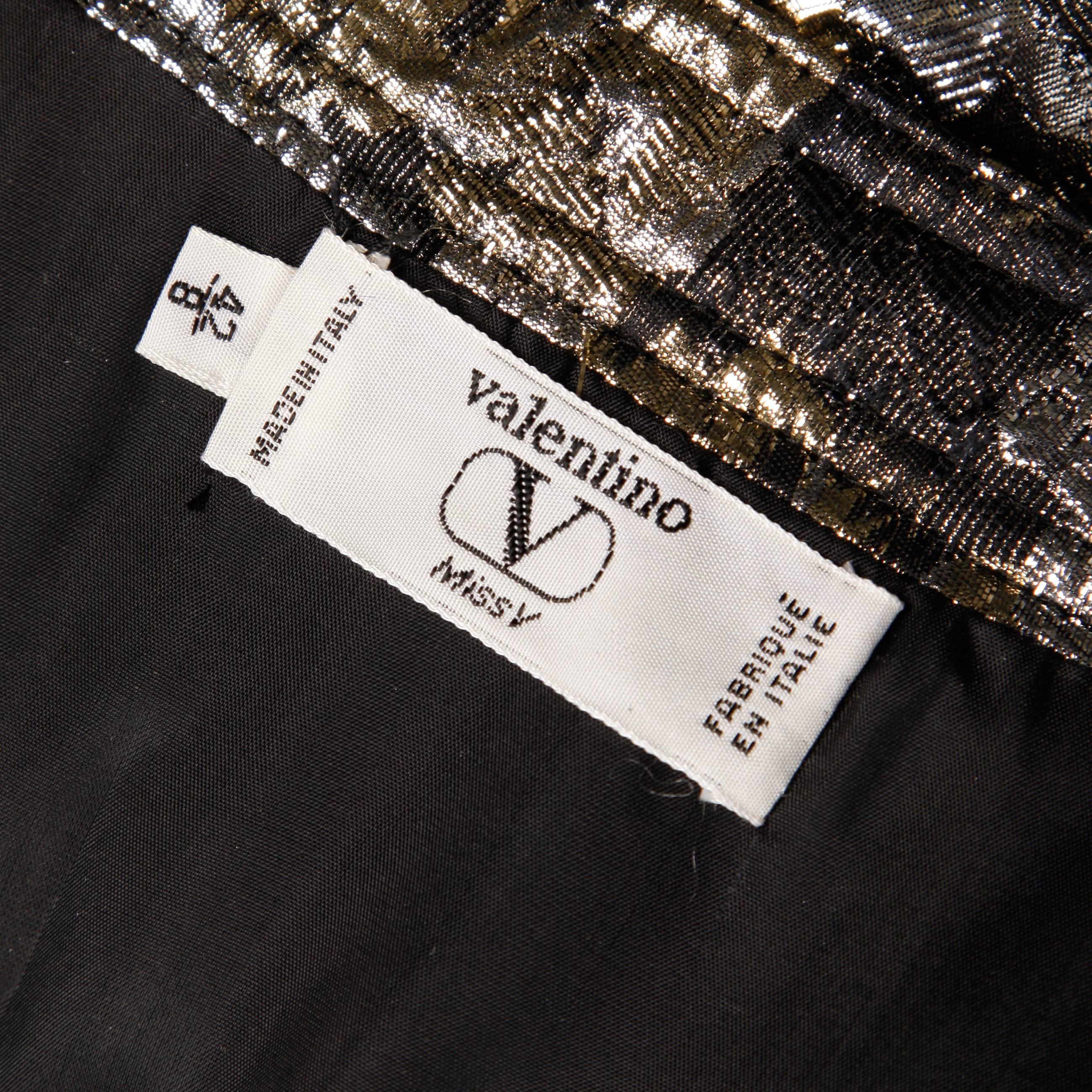 Valentino Vintage Metallic Silver + Gold Brocade Flare Skirt at 1stDibs ...