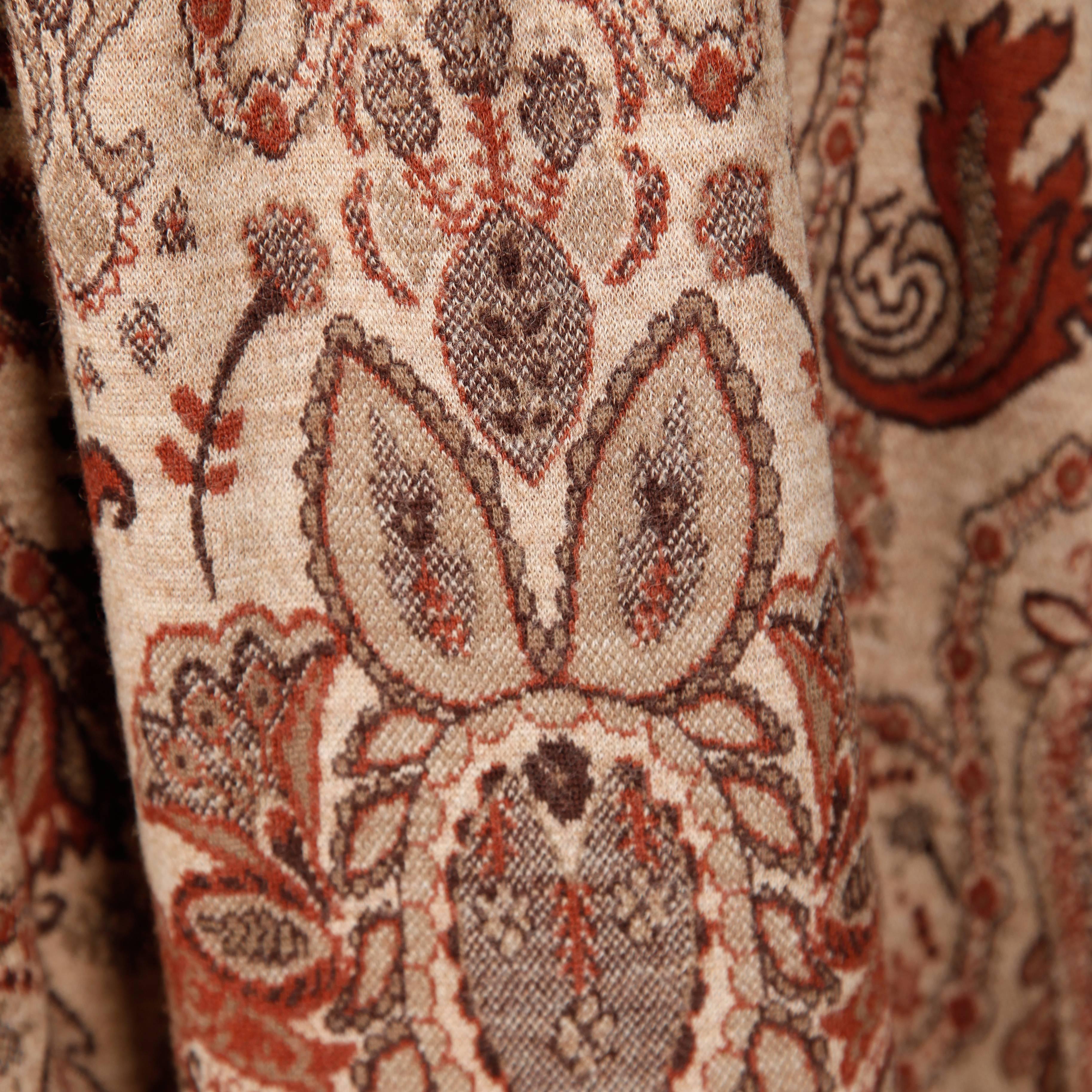 1970s Geoffrey Beene Vintage Vestido de Tapicería Paisley de Punto de Lana con Mangas Largas en venta 1