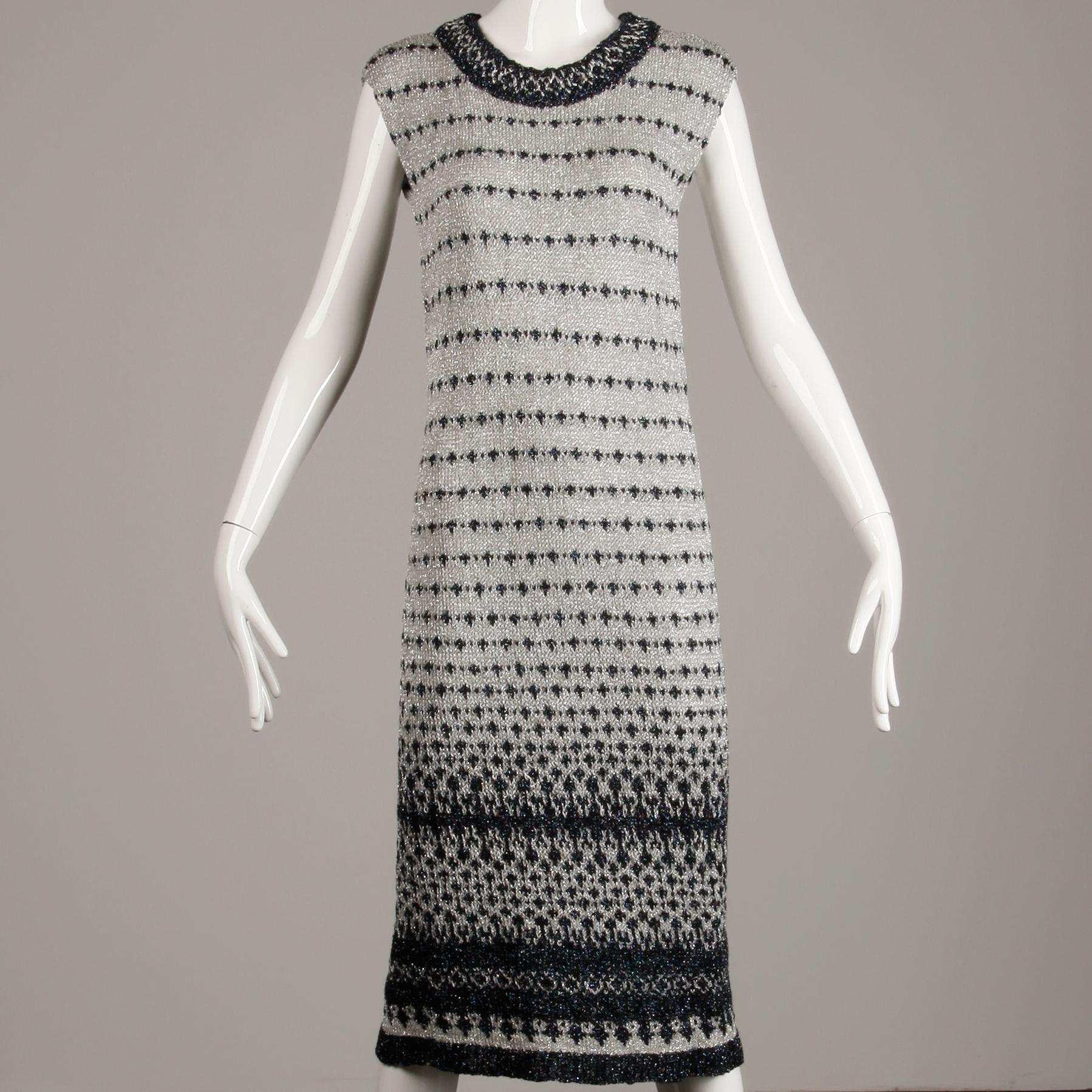 aqua striped metallic gown