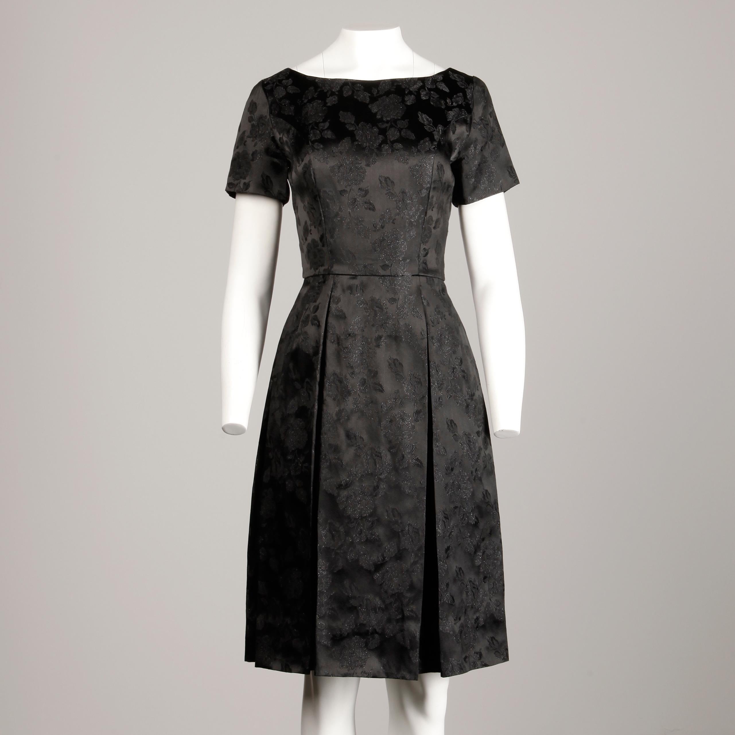 black satin floral dress