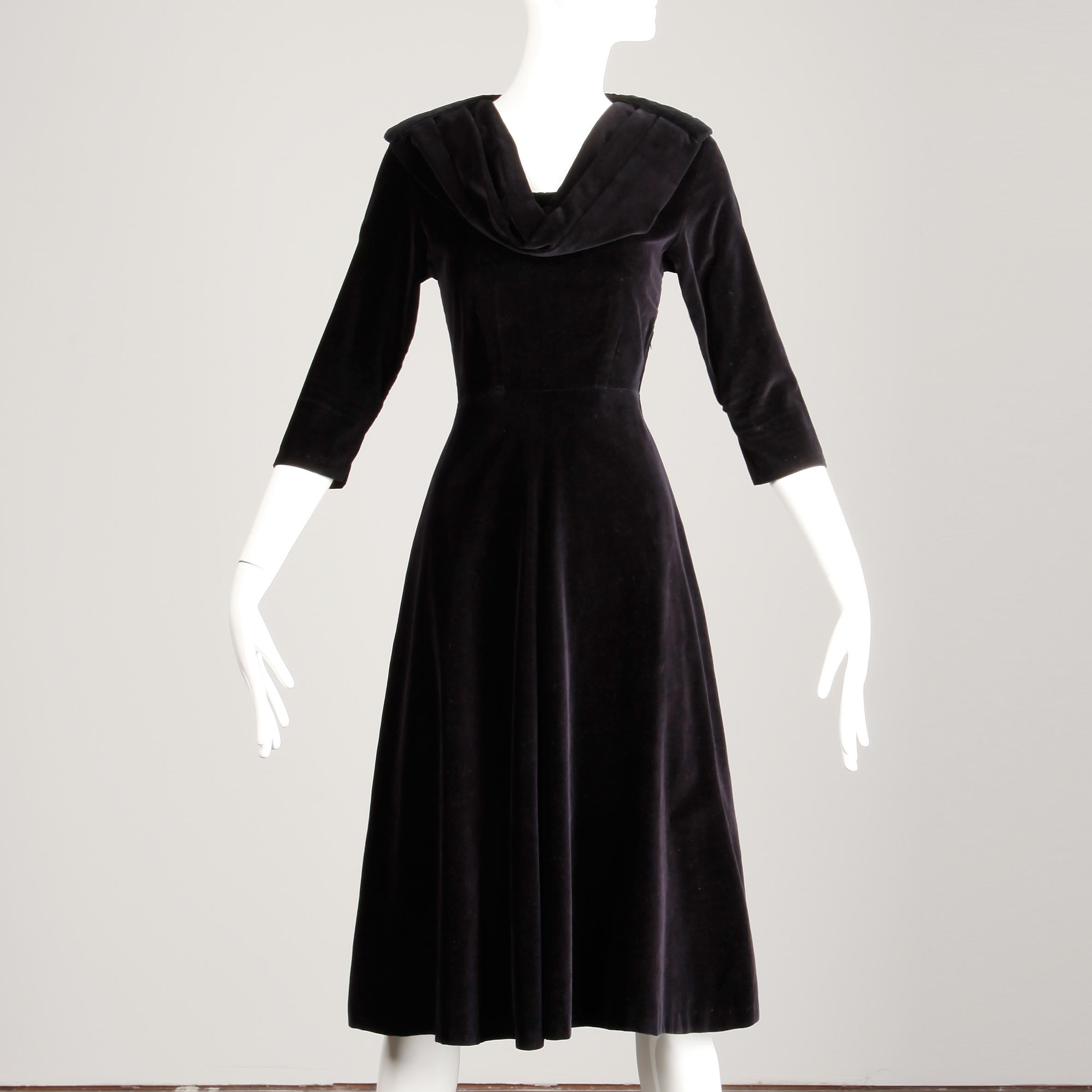 vintage black velvet dress