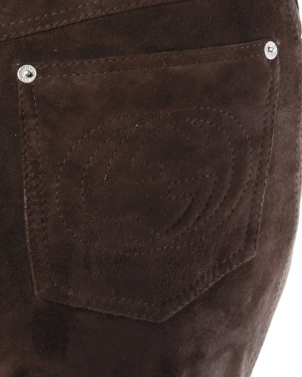 1990s Gucci Vintage Brown Suede Leather High Waisted Pants  In Excellent Condition In Sparks, NV