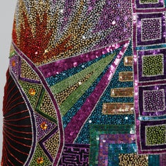 1980s Naeem Khan Vintage Heavily Beaded + Metallic Sequin Sparkling Silk Dress