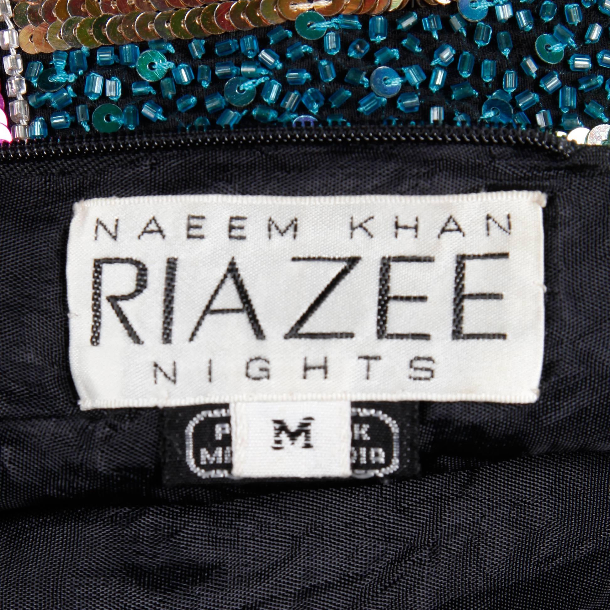 Women's 1980s Naeem Khan Vintage Heavily Beaded + Metallic Sequin Sparkling Silk Dress