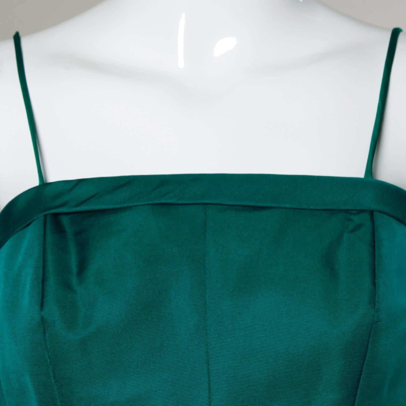 1950s Suzy Perette Vintage Green Silk Cocktail Dress with an Origami Bubble Hem 1