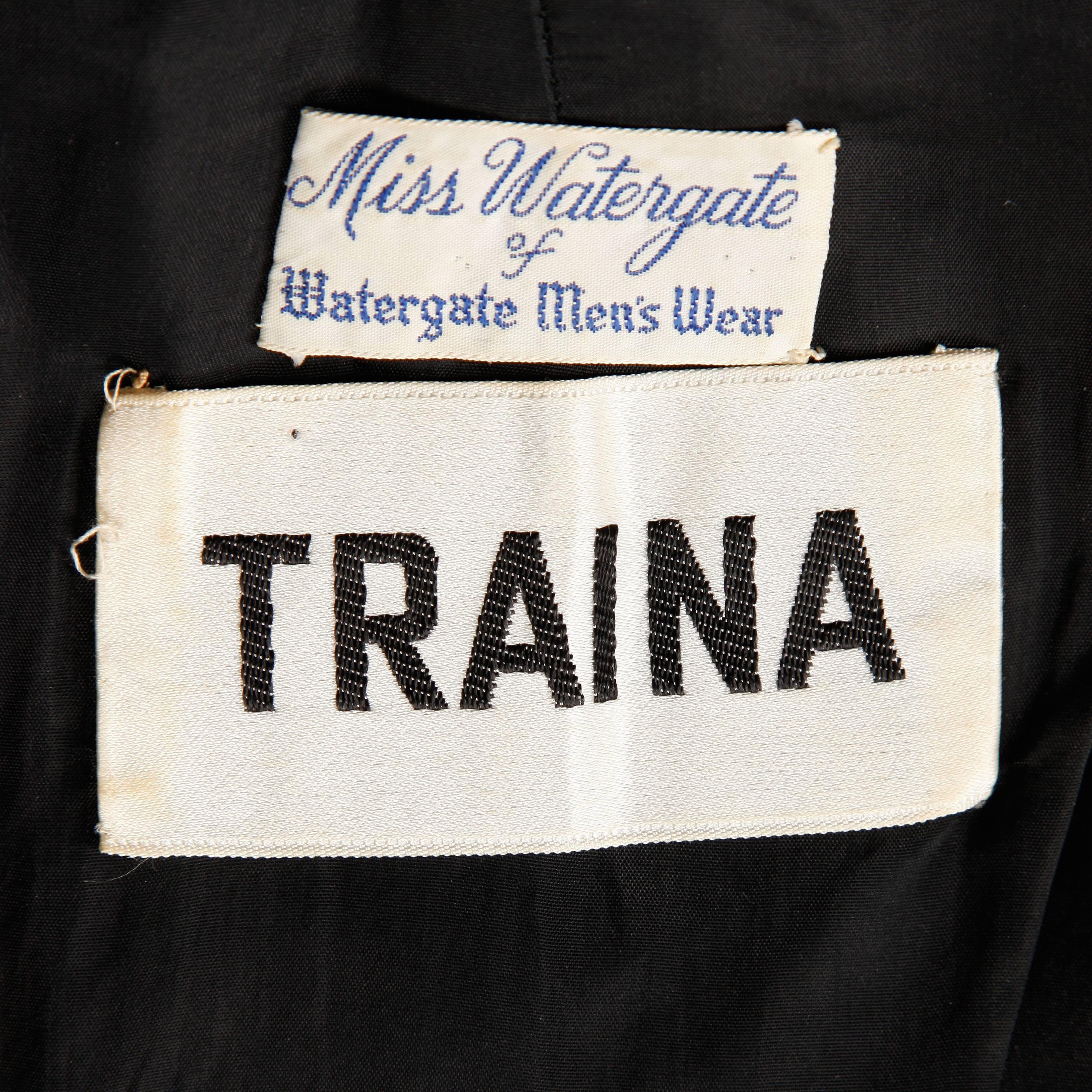 Black 1960s Teal Traina Vintage Knit Mod Zig Zag Sweater Dress