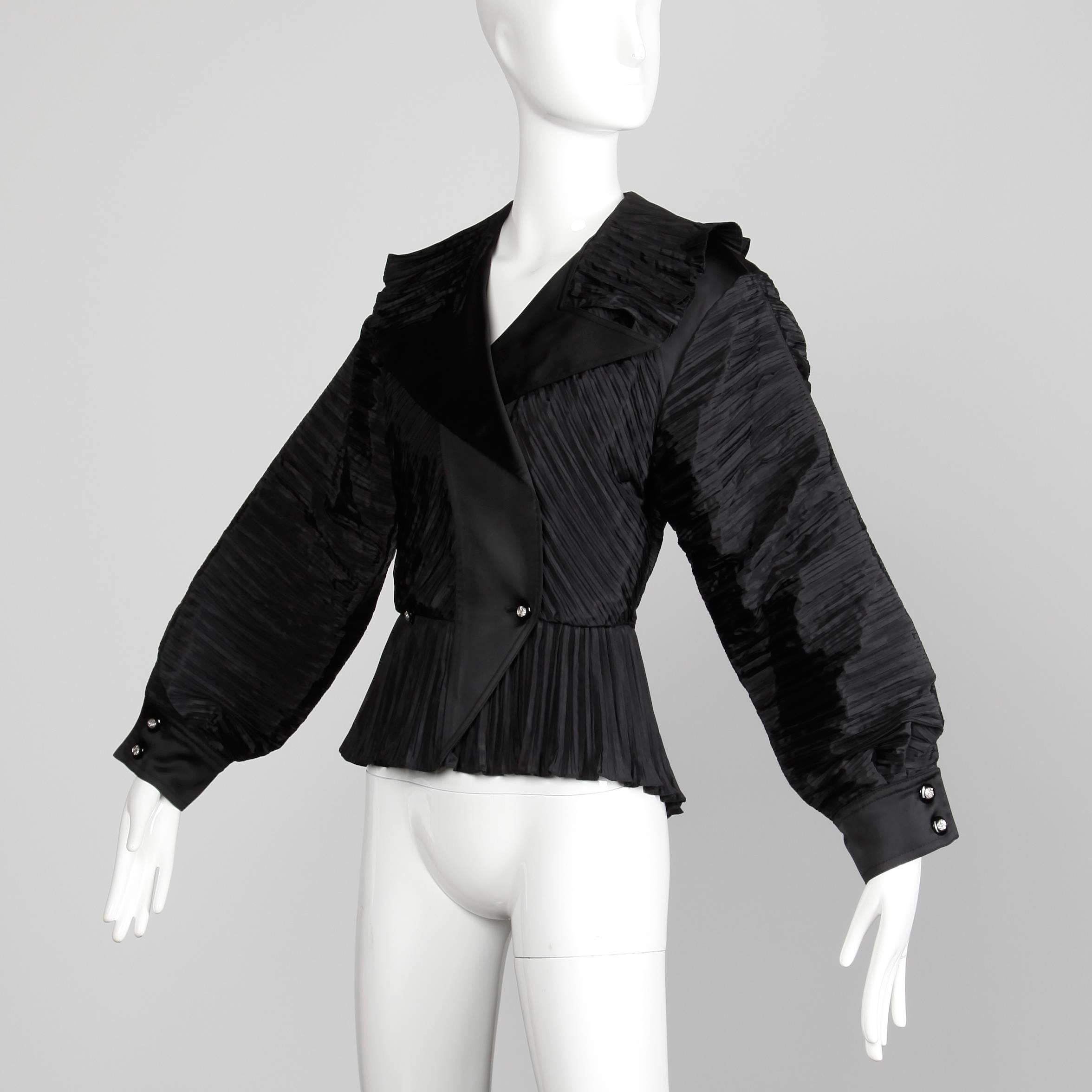 1980s Bernard Perris Vintage Black Origami Pleats Silk Avant Garde ...