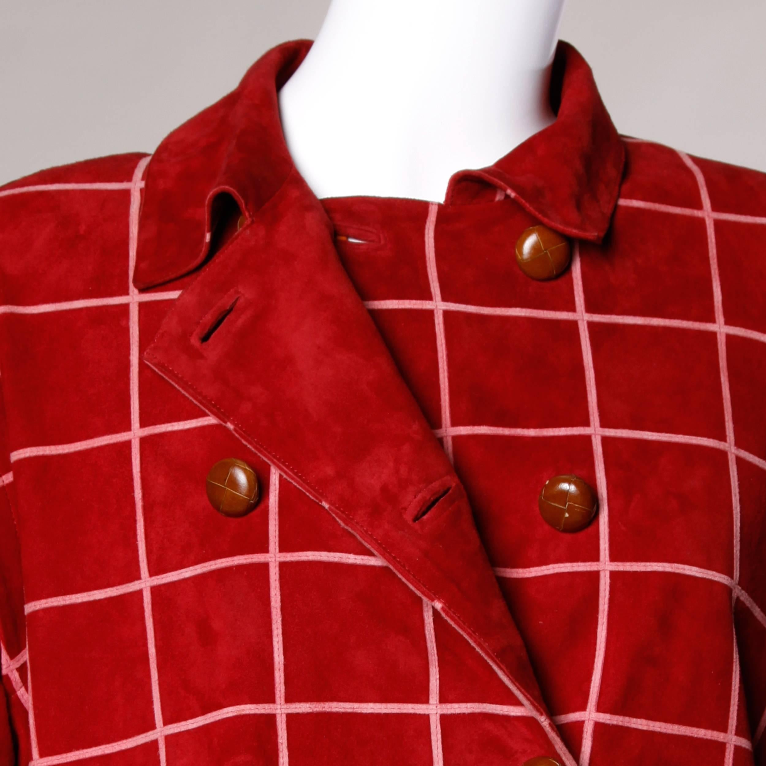 Mario Valentino für Amen Wardy Vintage Rot + Rosa Wildlederjacke im Angebot 4