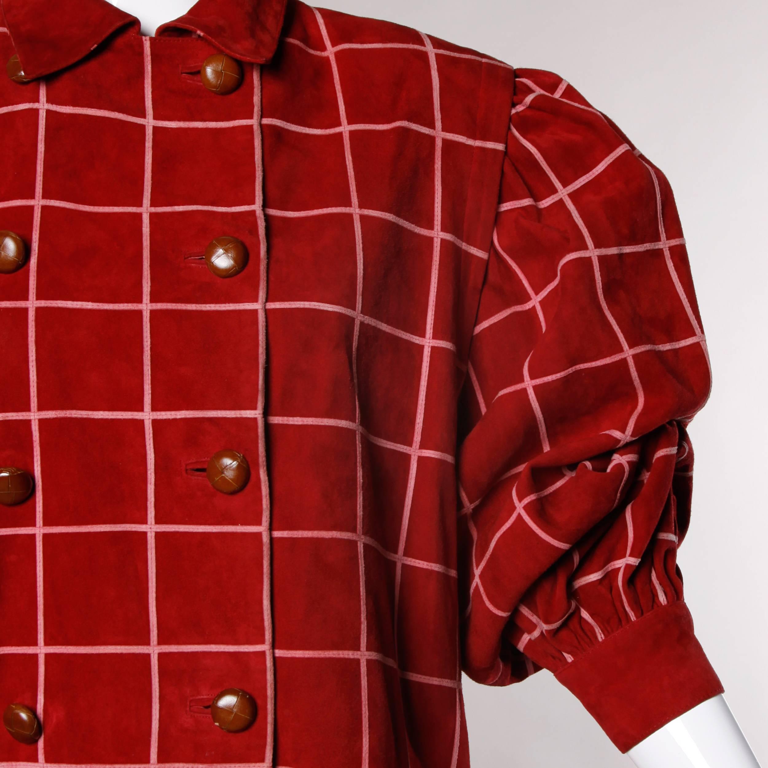 Mario Valentino für Amen Wardy Vintage Rot + Rosa Wildlederjacke im Angebot 3