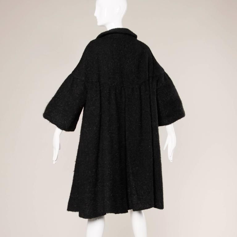 1960s Zelinka Matlick Vintage Boucle Wool Swing Coat with Bell Sleeves ...