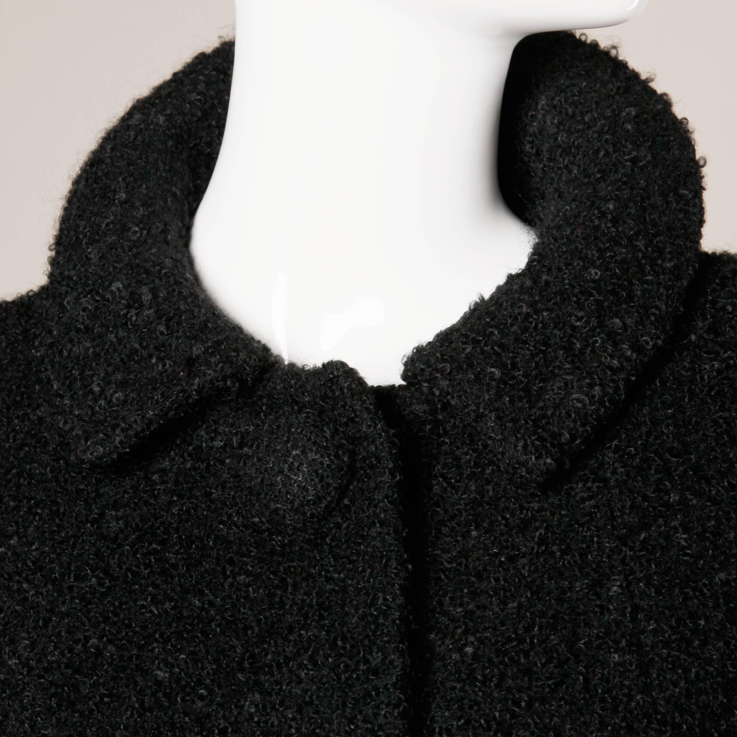 Women's 1960s Zelinka Matlick Vintage Boucle Wool Swing Coat with Bell Sleeves