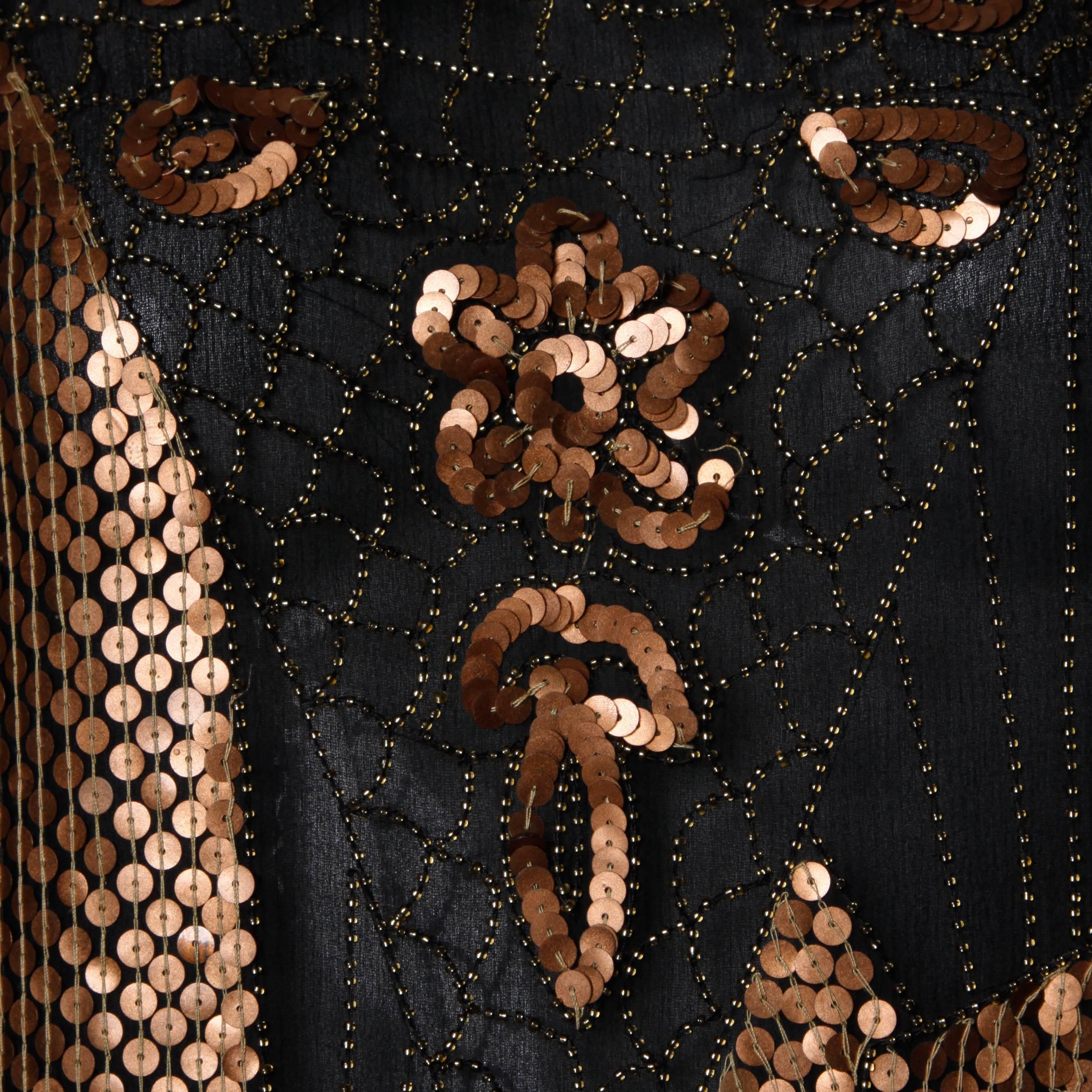 Women's Unworn Vintage Metallic Sequin + Beaded Silk Flapper Dress with Original Tags
