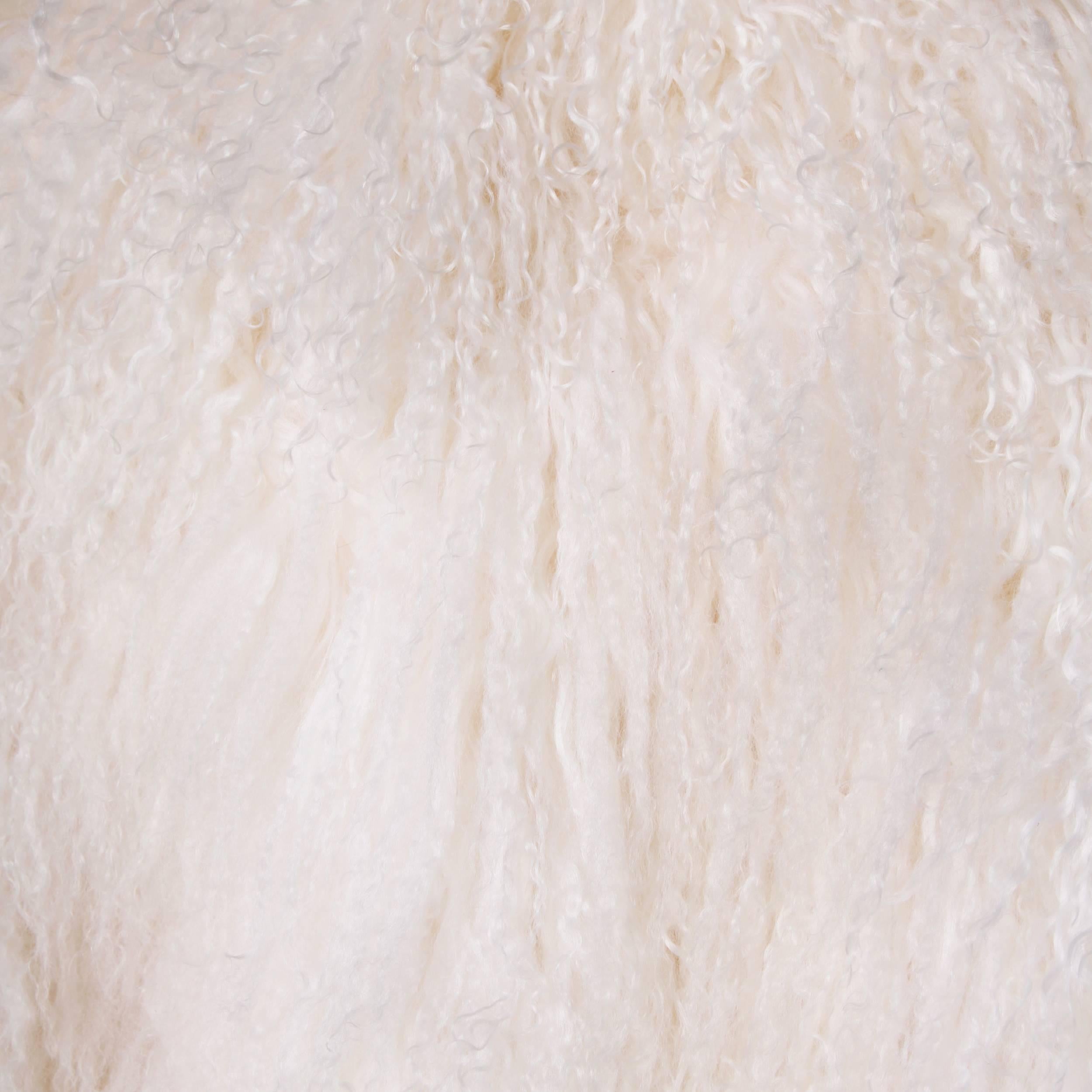 1970s Vintage White Shaggy Mongolian Lamb Fur Full-Length Coat 2