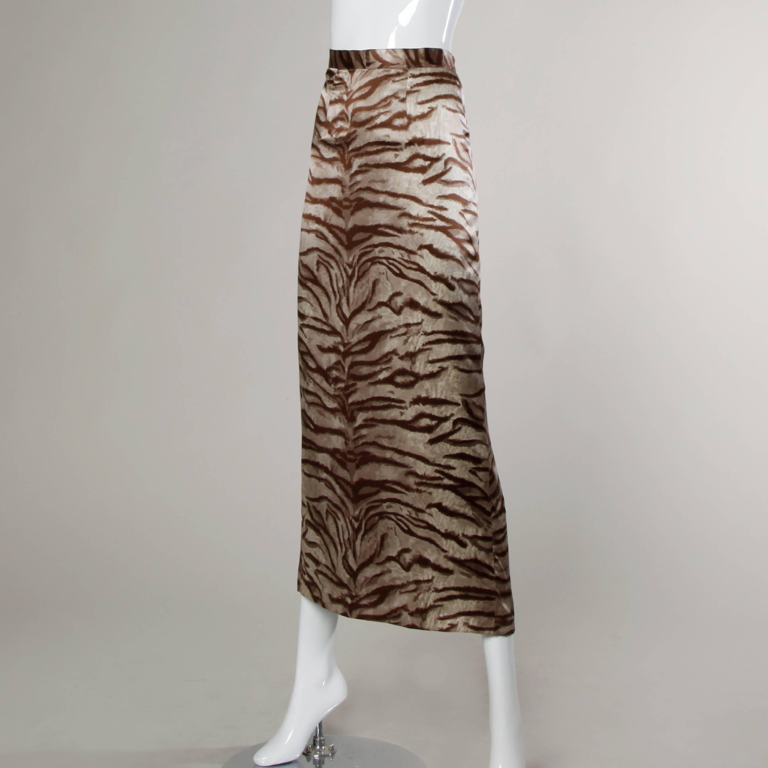 Jean-Louis Scherrer Vintage Animal Screen Print Silk Maxi Skirt 1