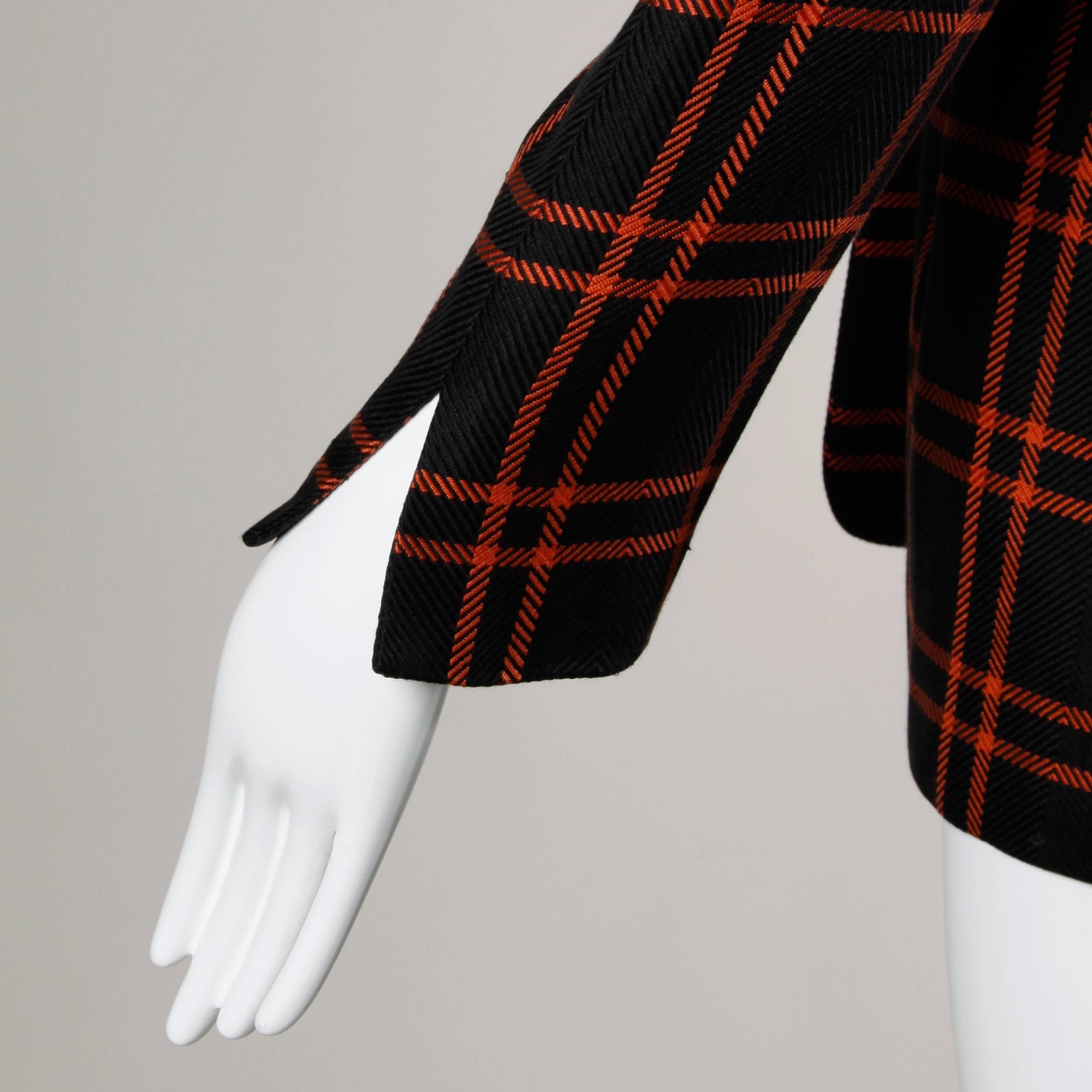Christian Dior Vintage Silk Plaid Blazer Jacket In Excellent Condition In Sparks, NV