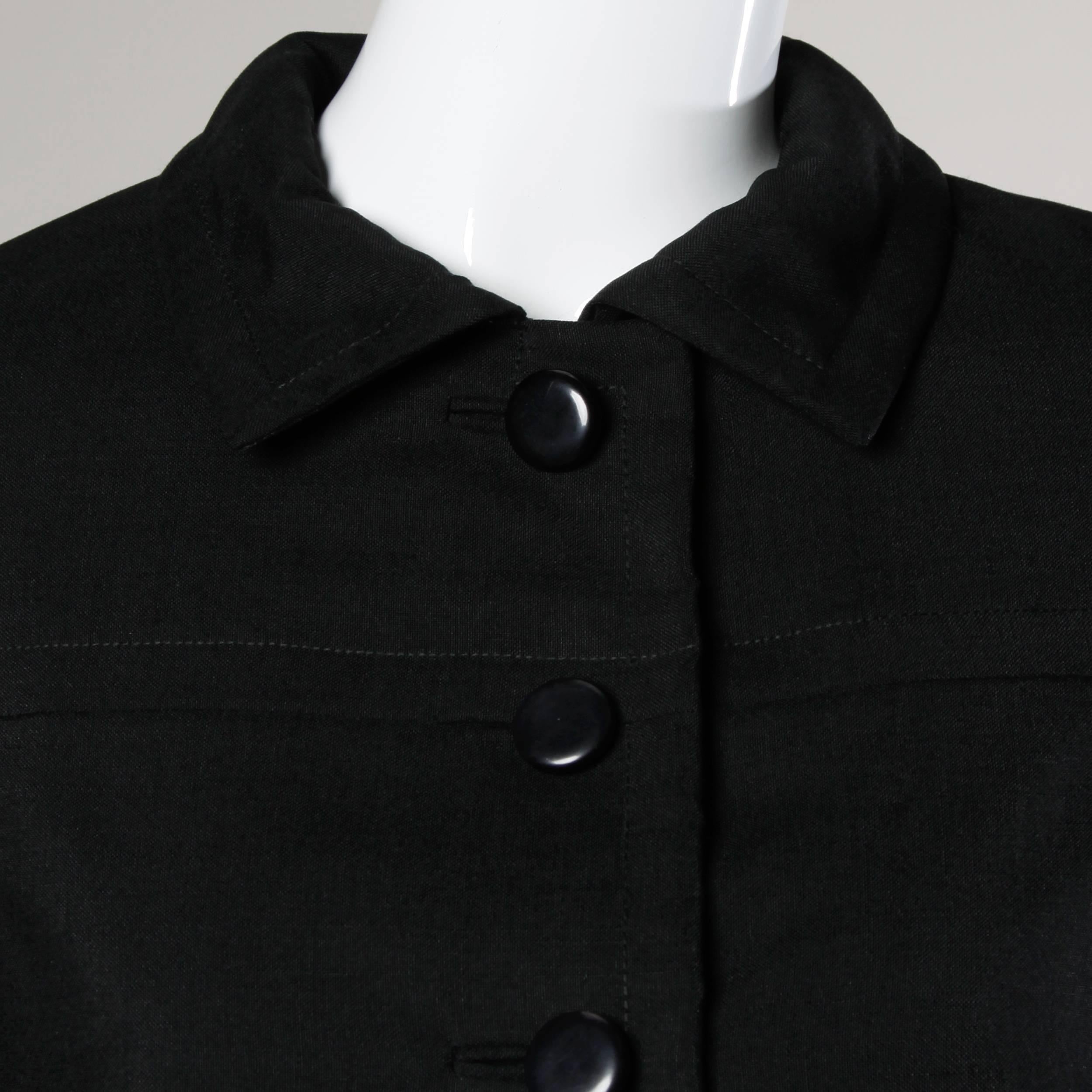 Women's 1960s Ben Zuckerman for I. Magnin Vintage Wool + Silk Black Swing Coat