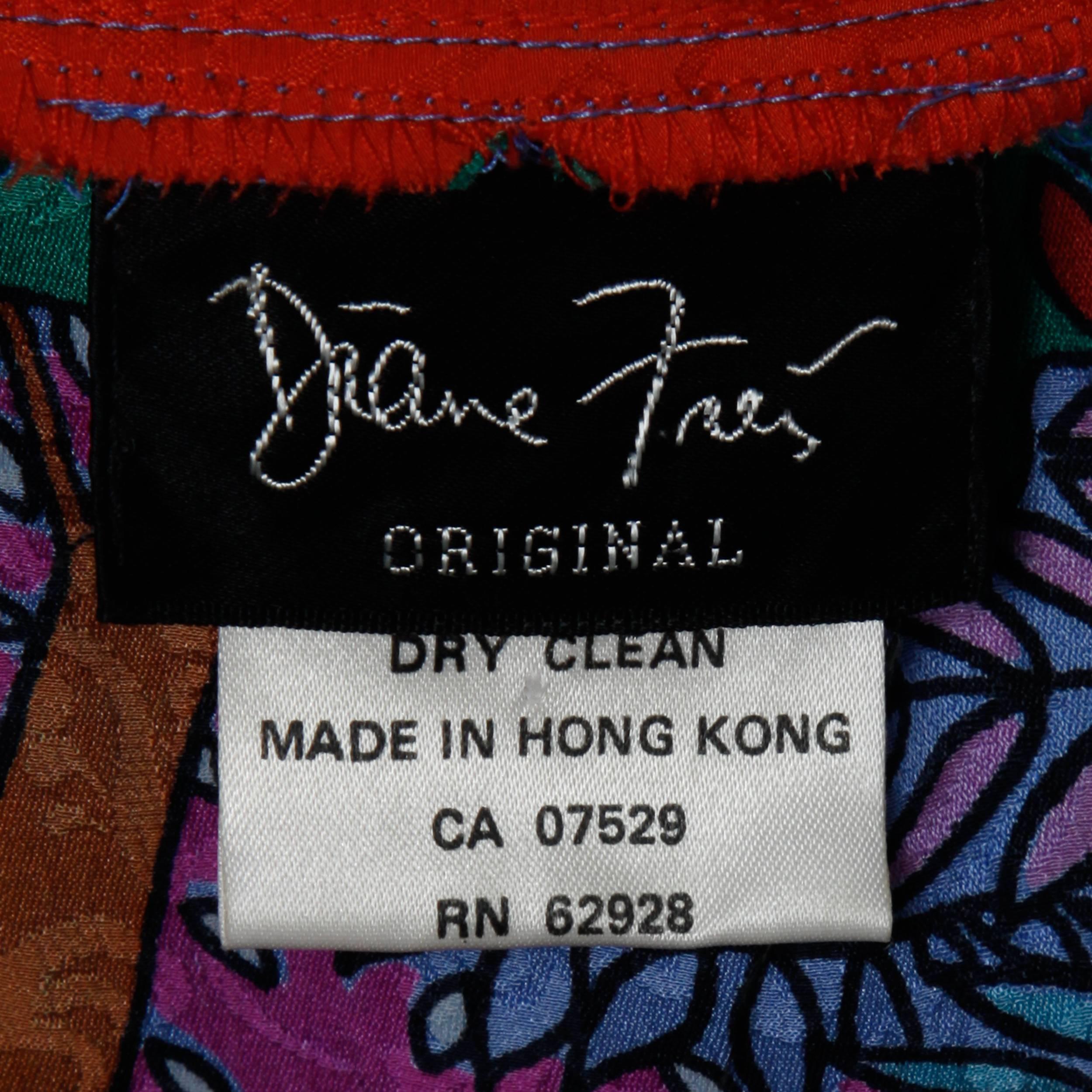 Purple Diane Fres Vintage Silk Patchwork Print Bohemian Pullover Blouse Top