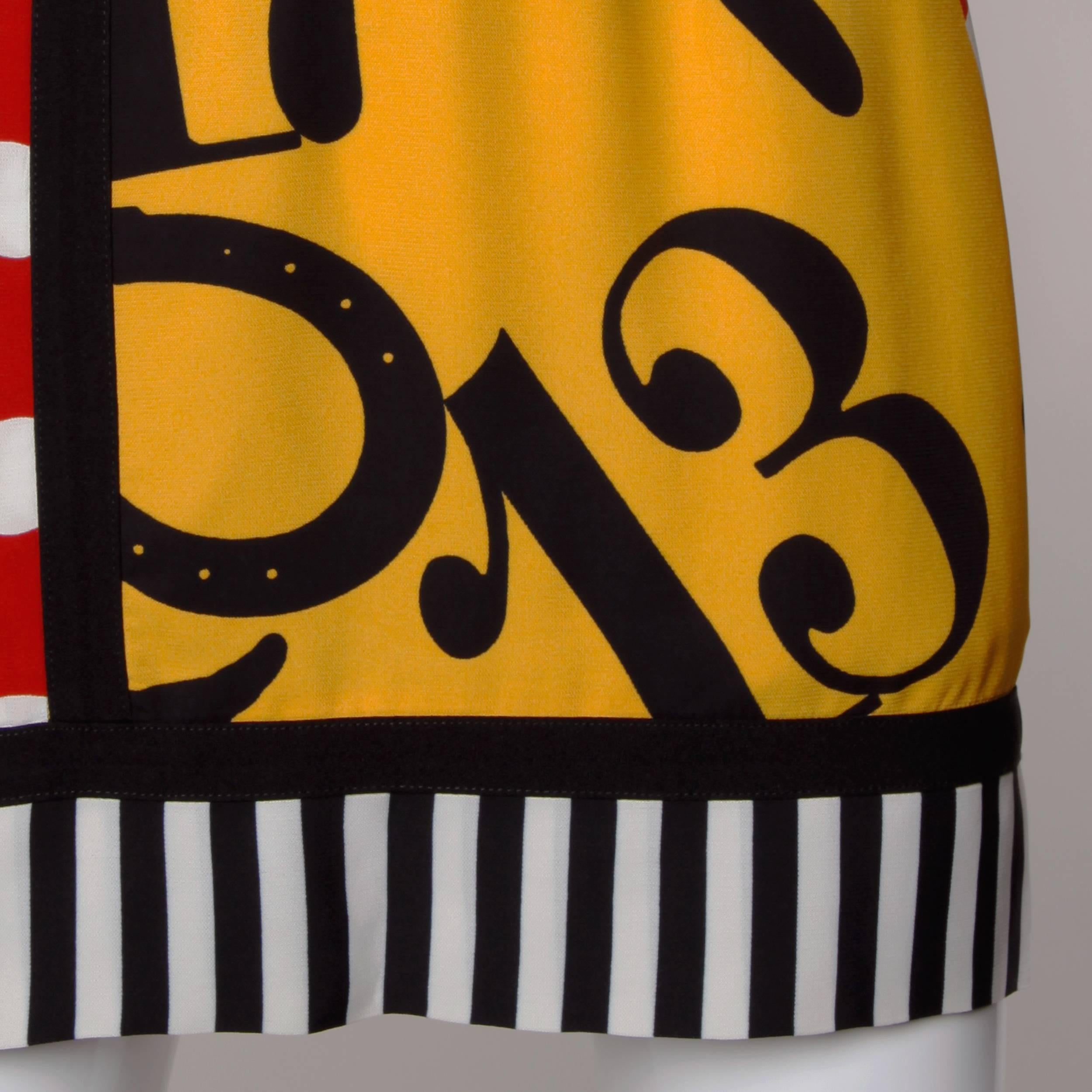 Iconic Moschino Vintage 90s Pop Art Dress with Numbers, Heart + Cat In Excellent Condition In Sparks, NV