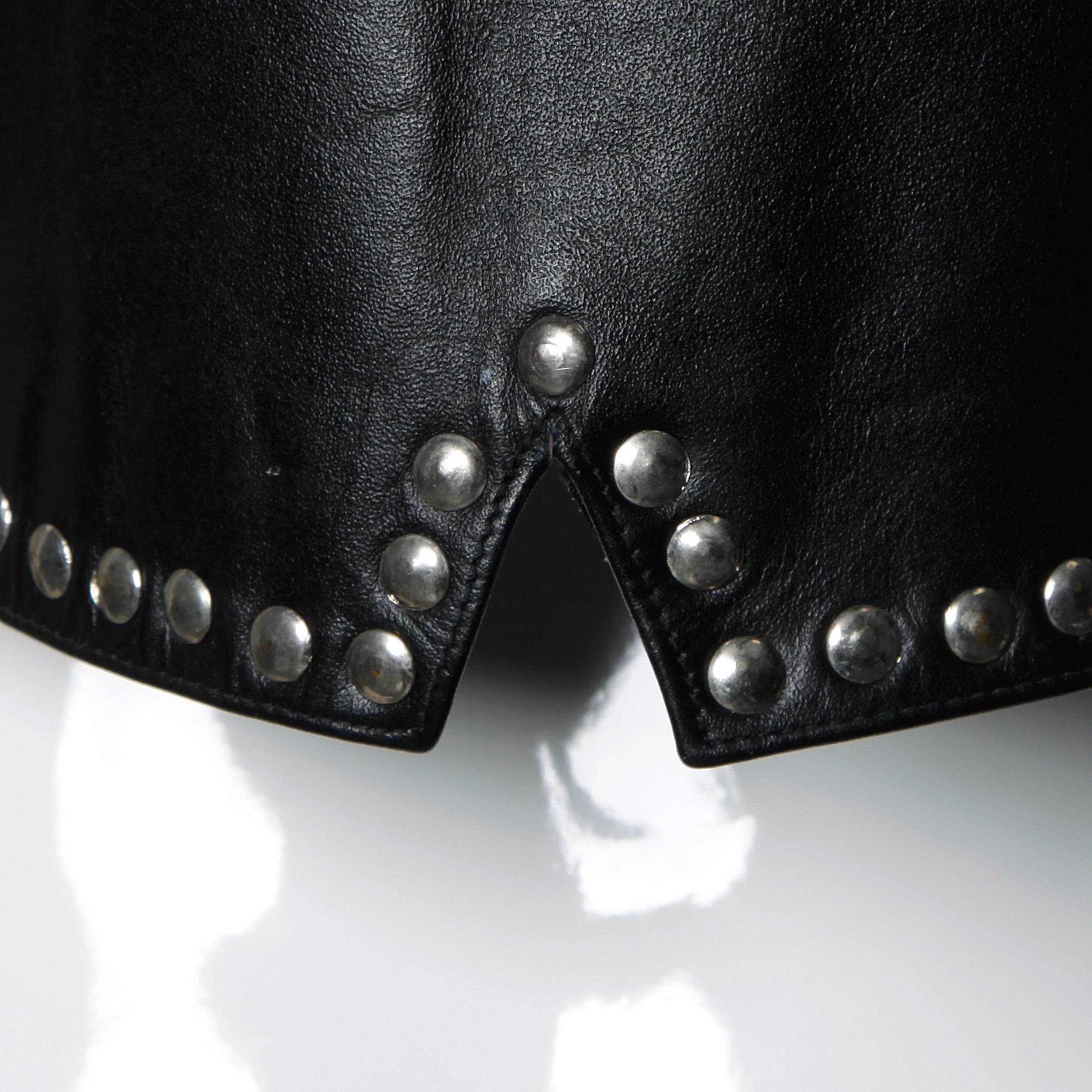 Women's Vintage Leather Vest with Concho, Cowboy Boots, + Horse Studs